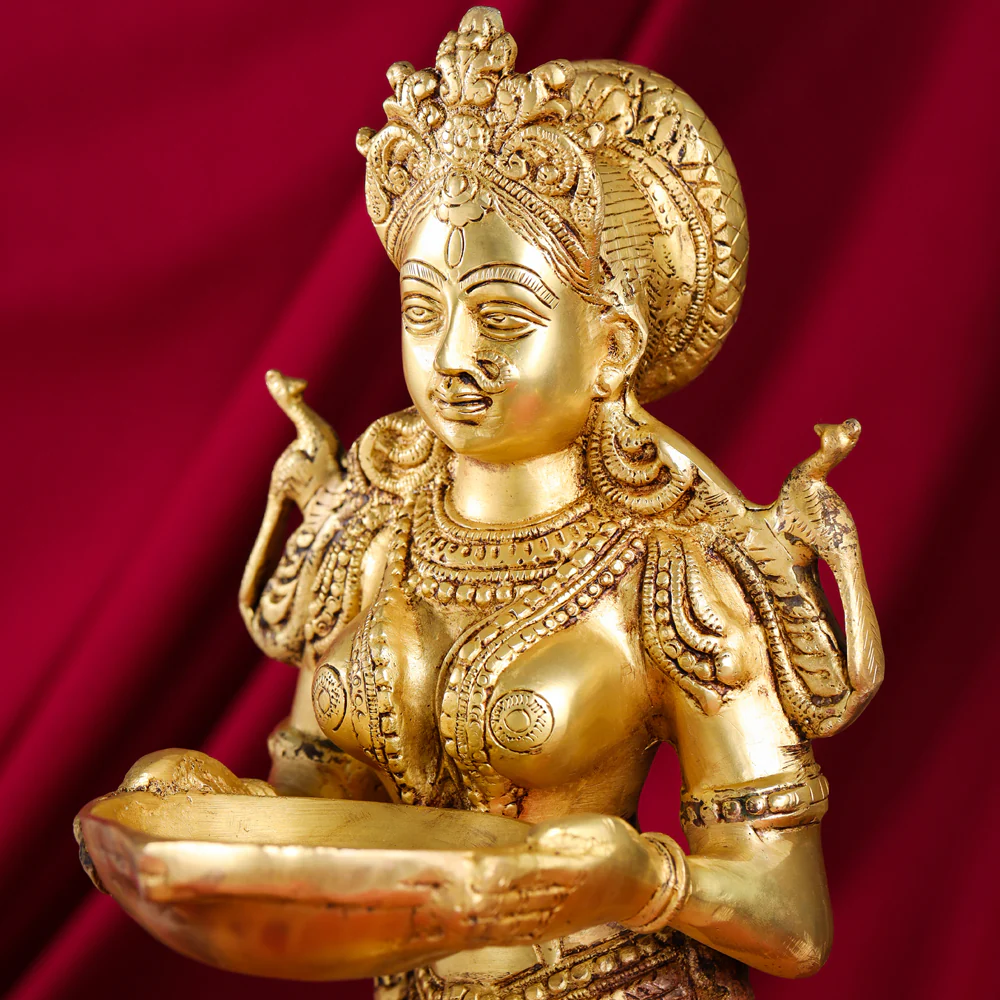 Brass Standing Deep Lakshmi Statue (22 Inch) - Image 5