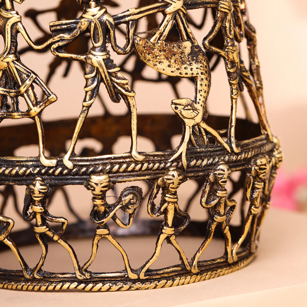 Brass Dhokra Hanging Lamp (9 Inch) - Image 3