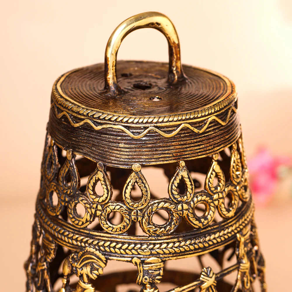 Brass Dhokra Hanging Lamp (9 Inch) - Image 4