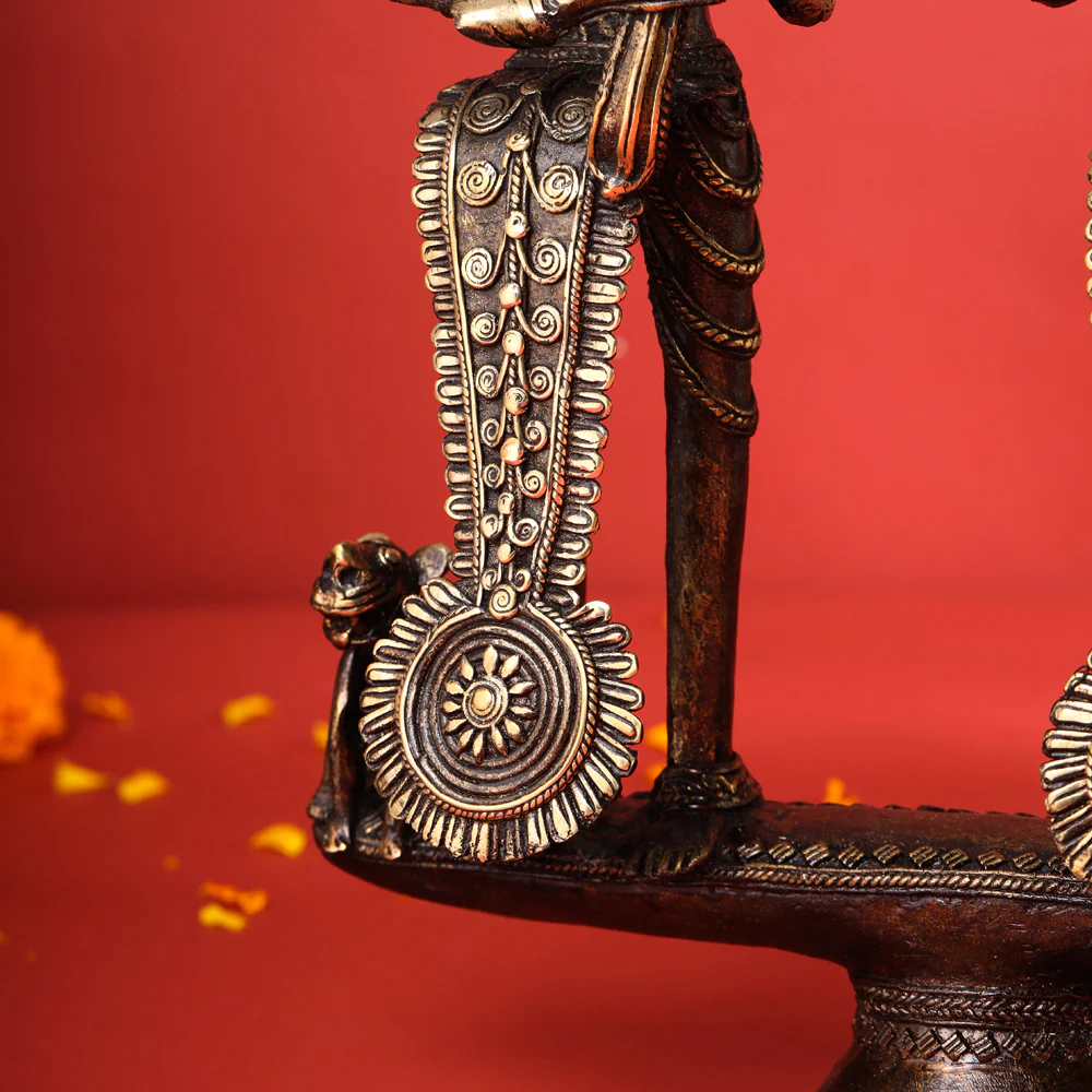 Brass Dhokra Jhitku Mitki Statue (18 Inch) - Image 3