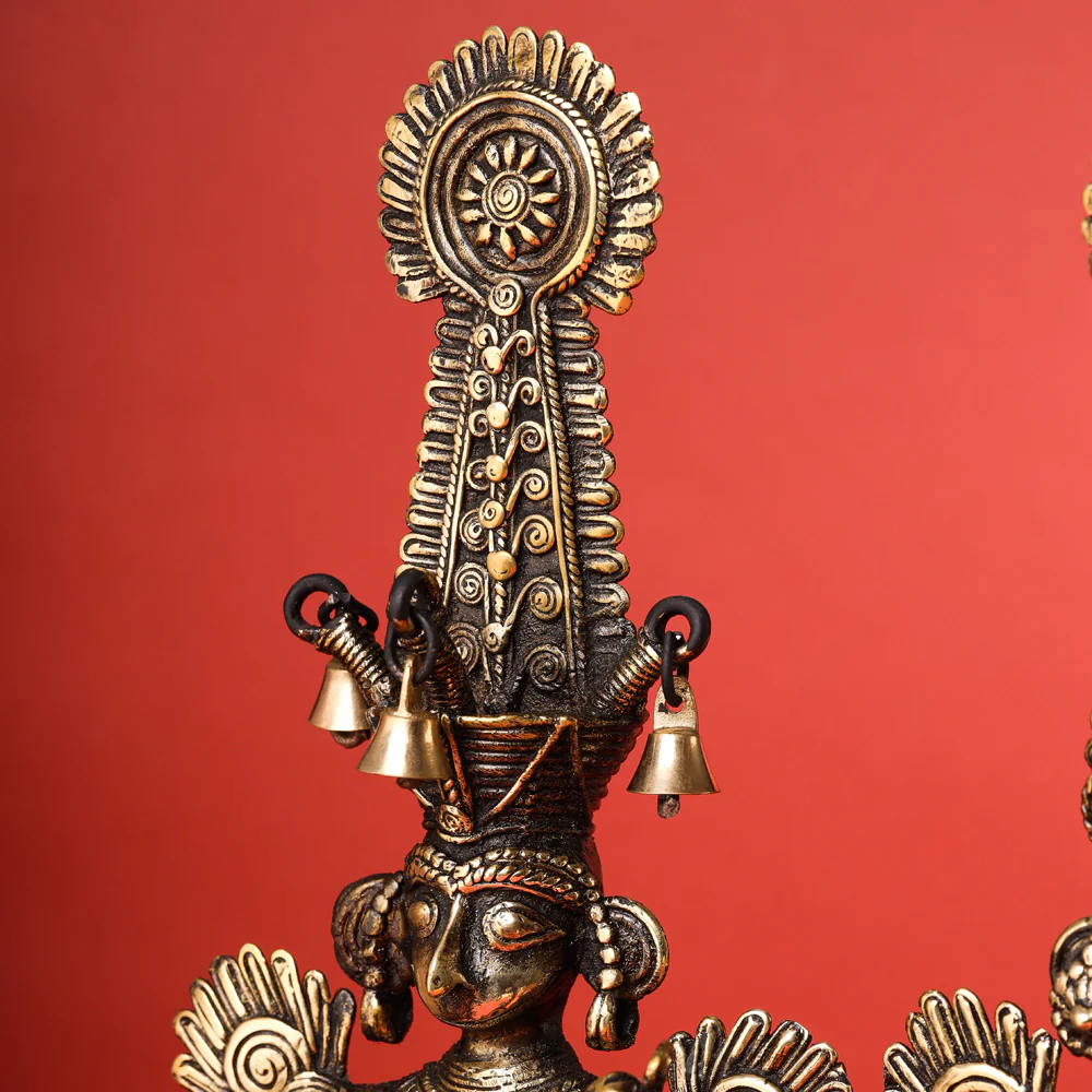 Brass Dhokra Jhitku Mitki Statue (18 Inch) - Image 4