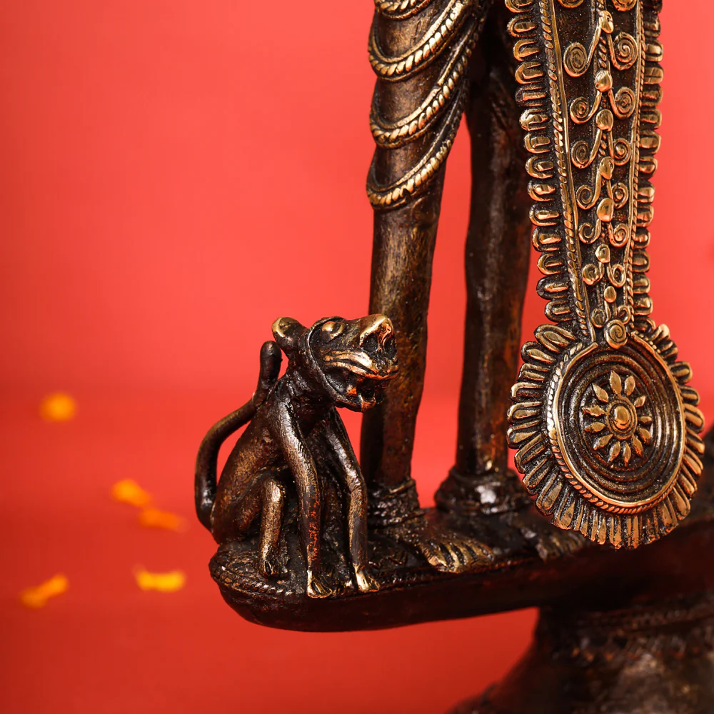 Brass Dhokra Jhitku Mitki Statue (18 Inch) - Image 5