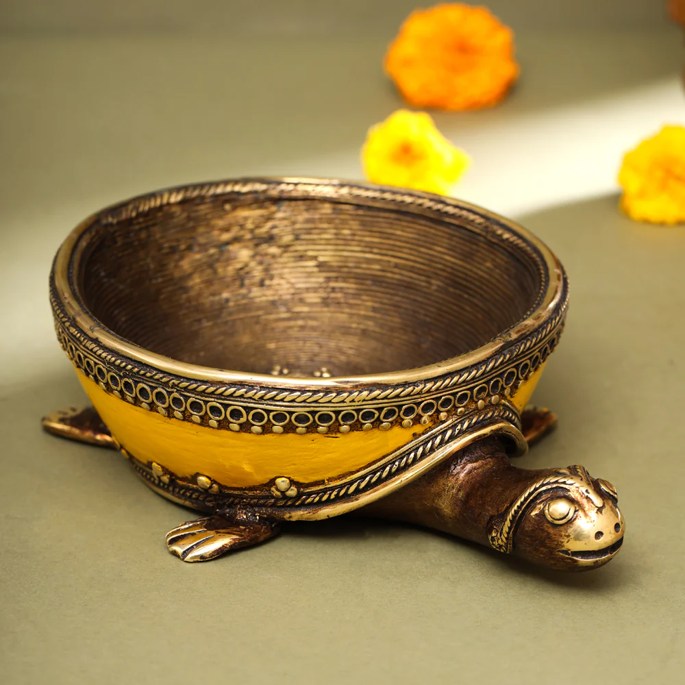 Brass Dhokra Tortoise Bowl - Image 9