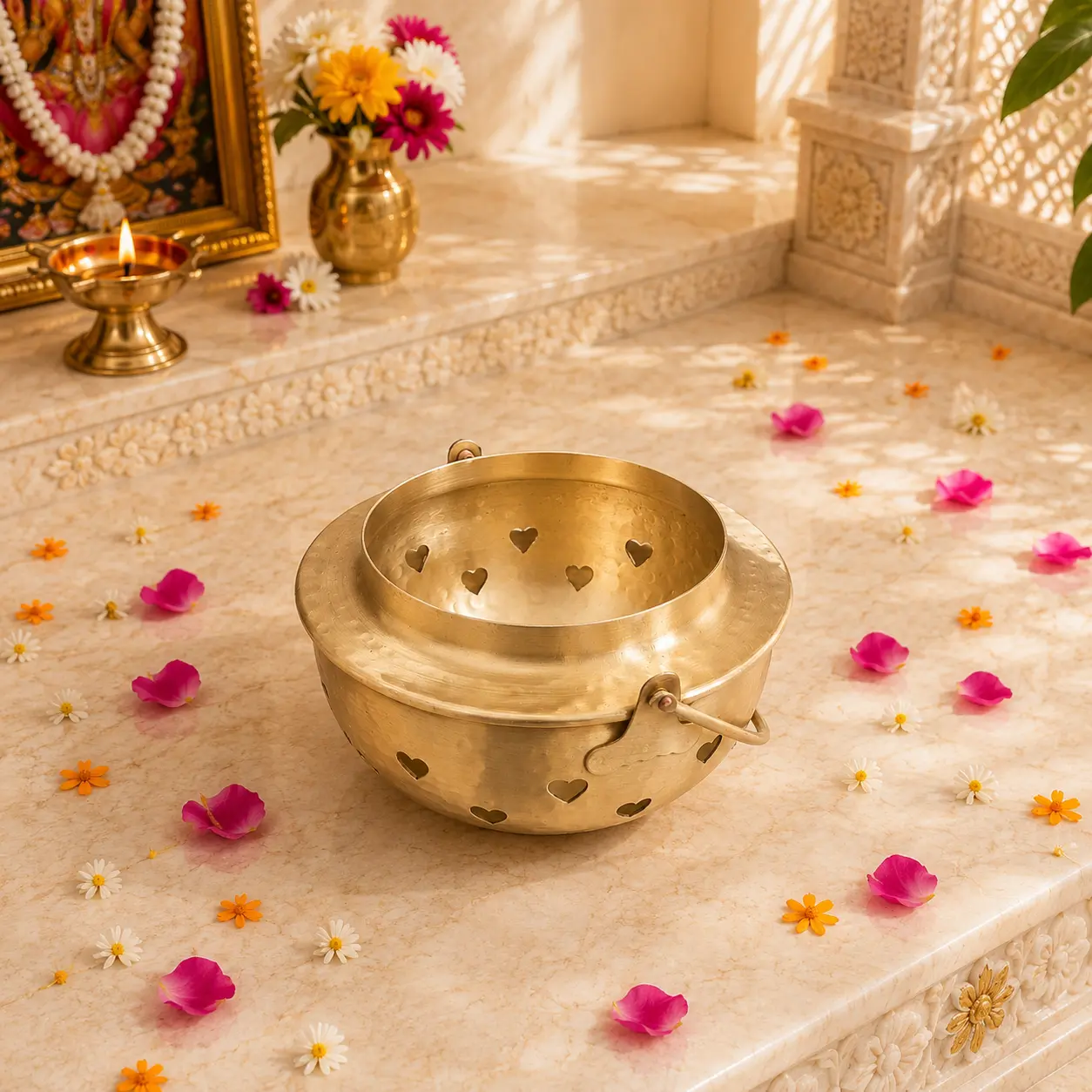 Brass Dhoop Dani & Incense Holder (5.5 Inch) - Image 4