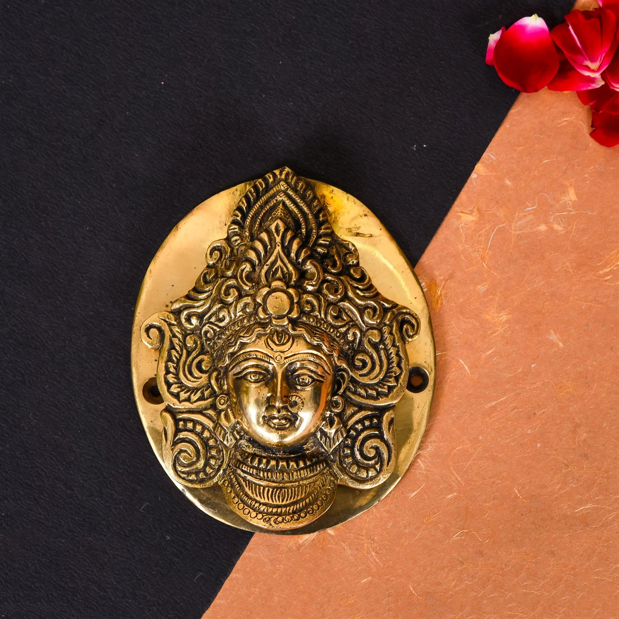 Brass Durga Face Door Knocker (5 Inch) - Image 2