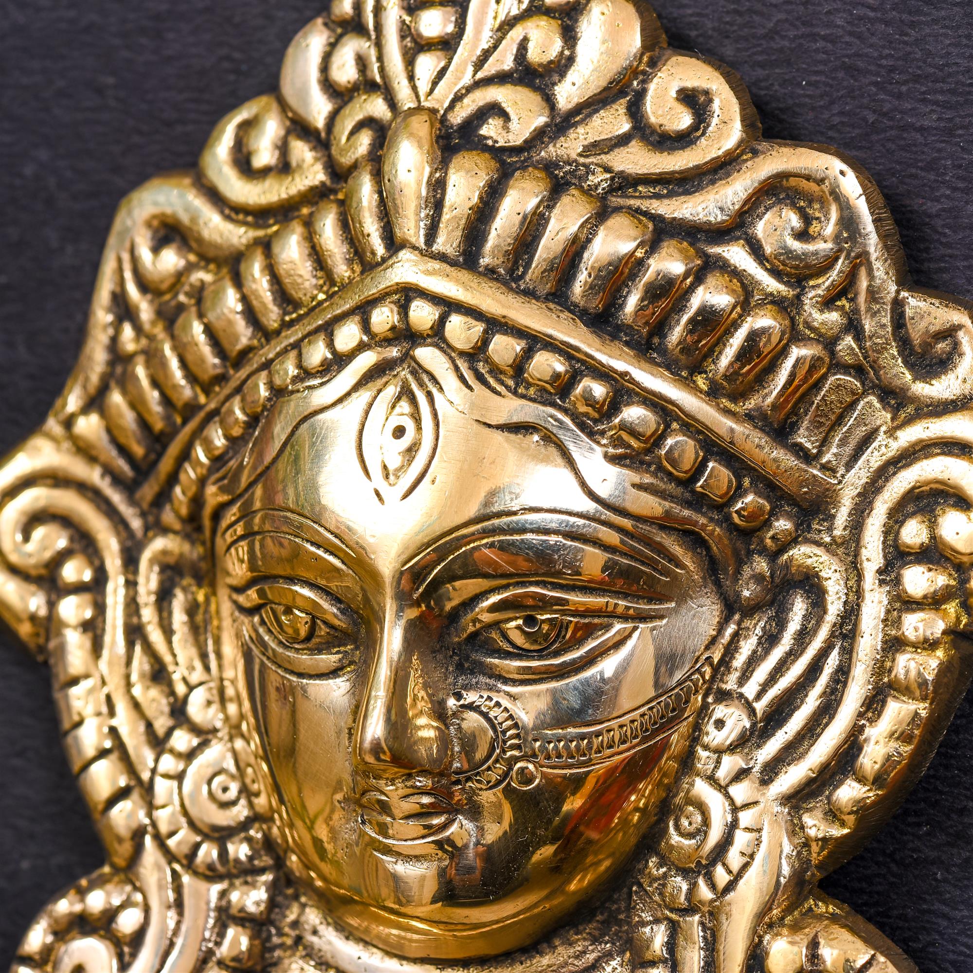 Brass Durga Face Wall Hanging (7 Inch) - Image 3