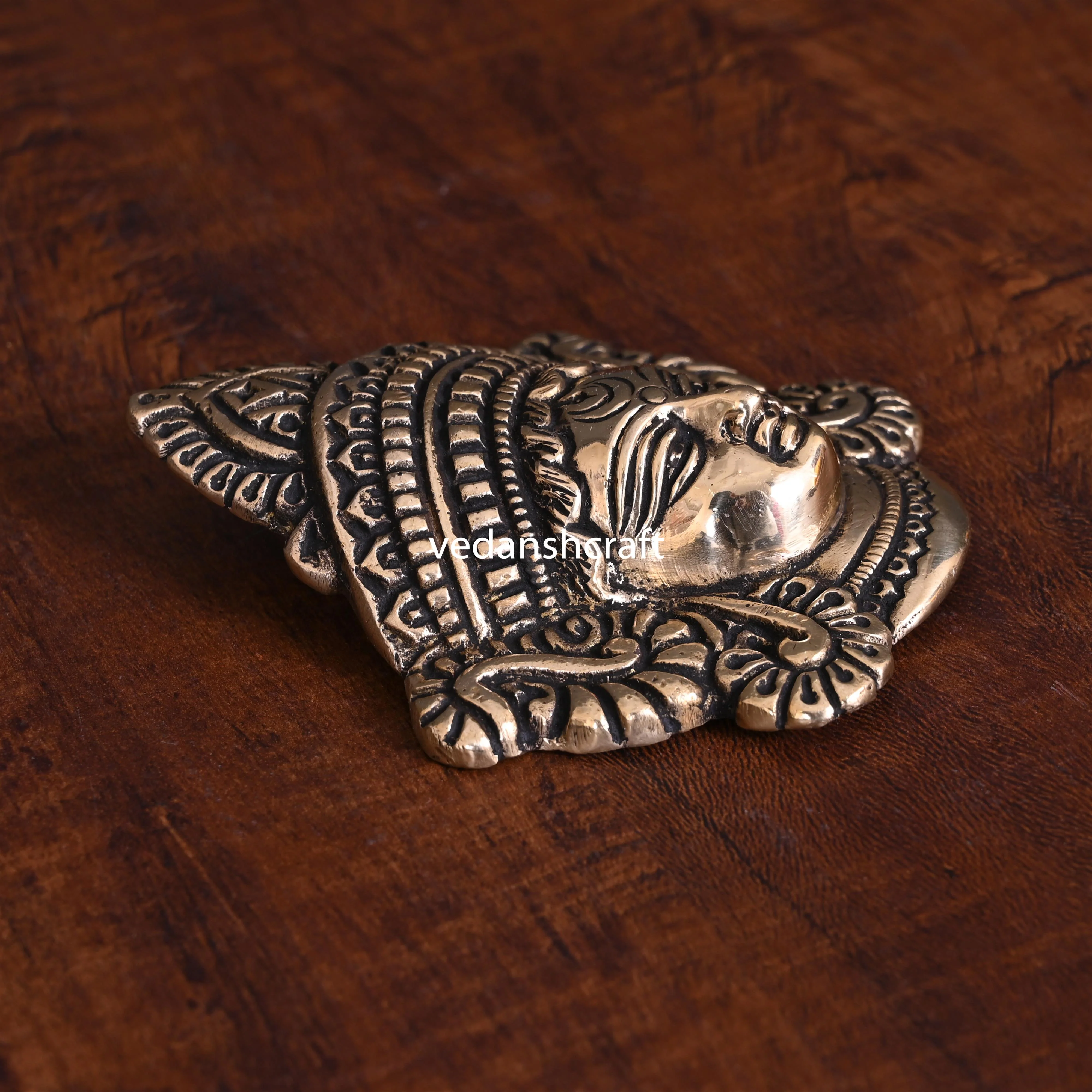 Brass Durga Face Wall Hanging Idol (4 Inch) - Image 3