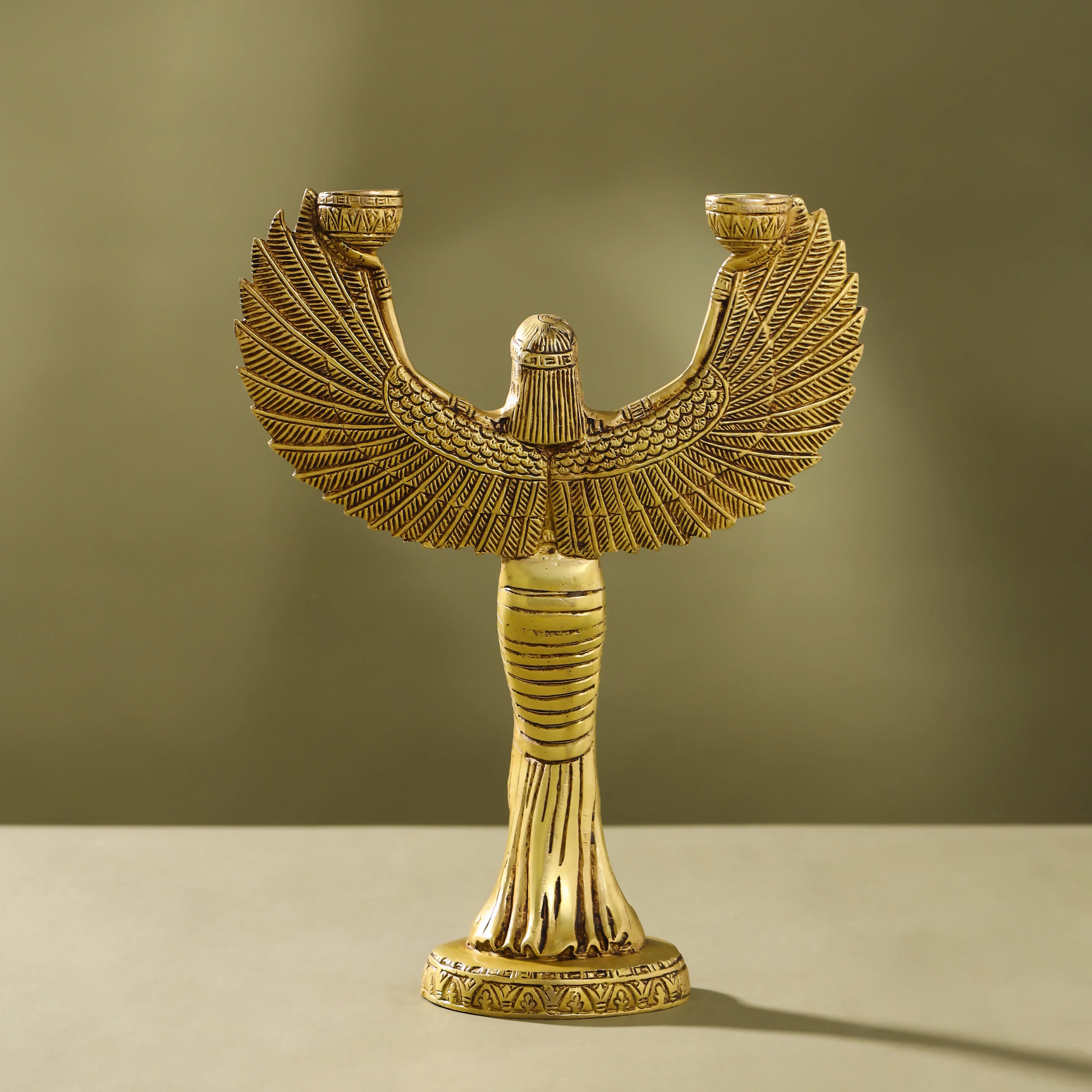 Brass Egyptian Goddess Isis Candle Holder (11.5 Inch) - Image 3