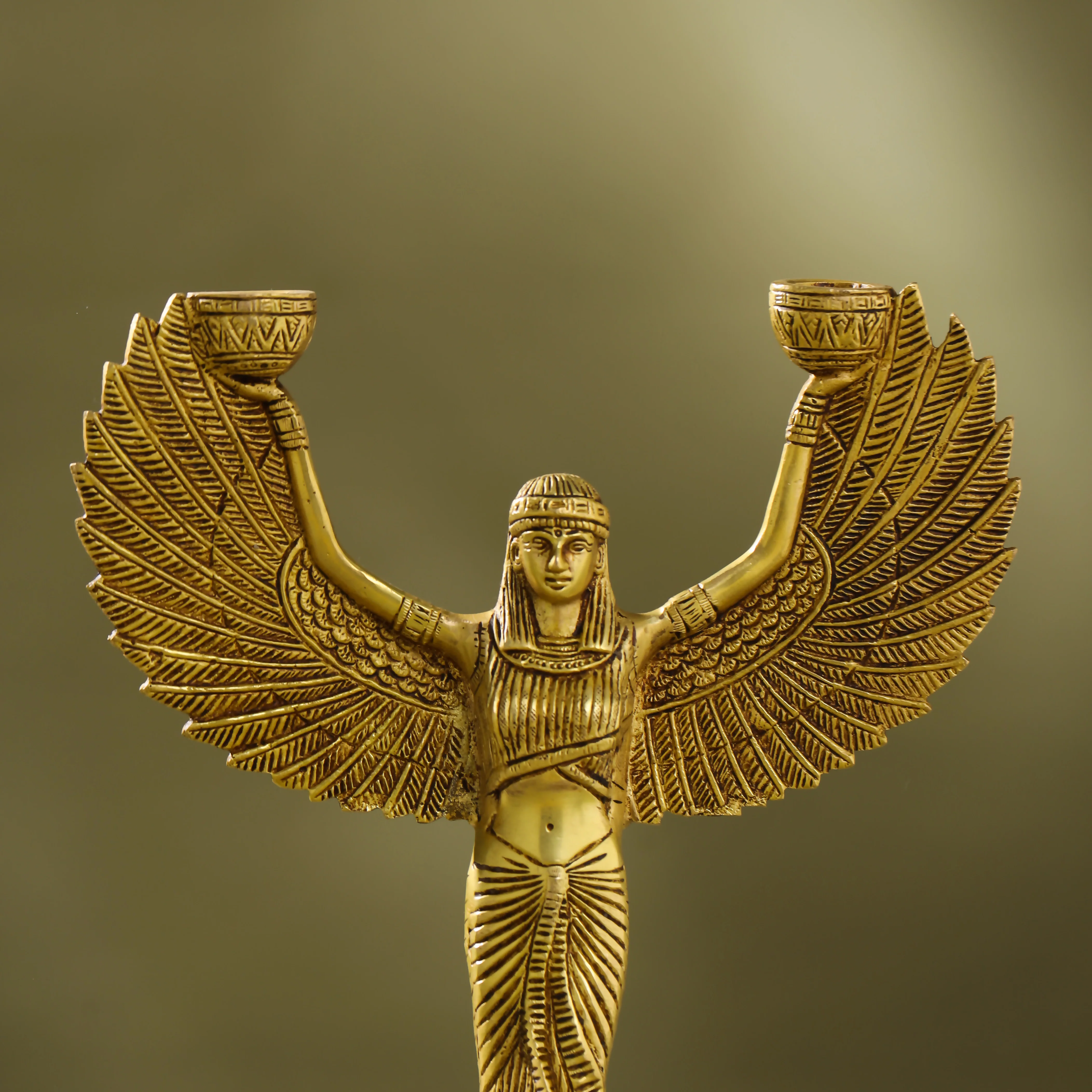 Brass Egyptian Goddess Isis Candle Holder (11.5 Inch) - Image 4