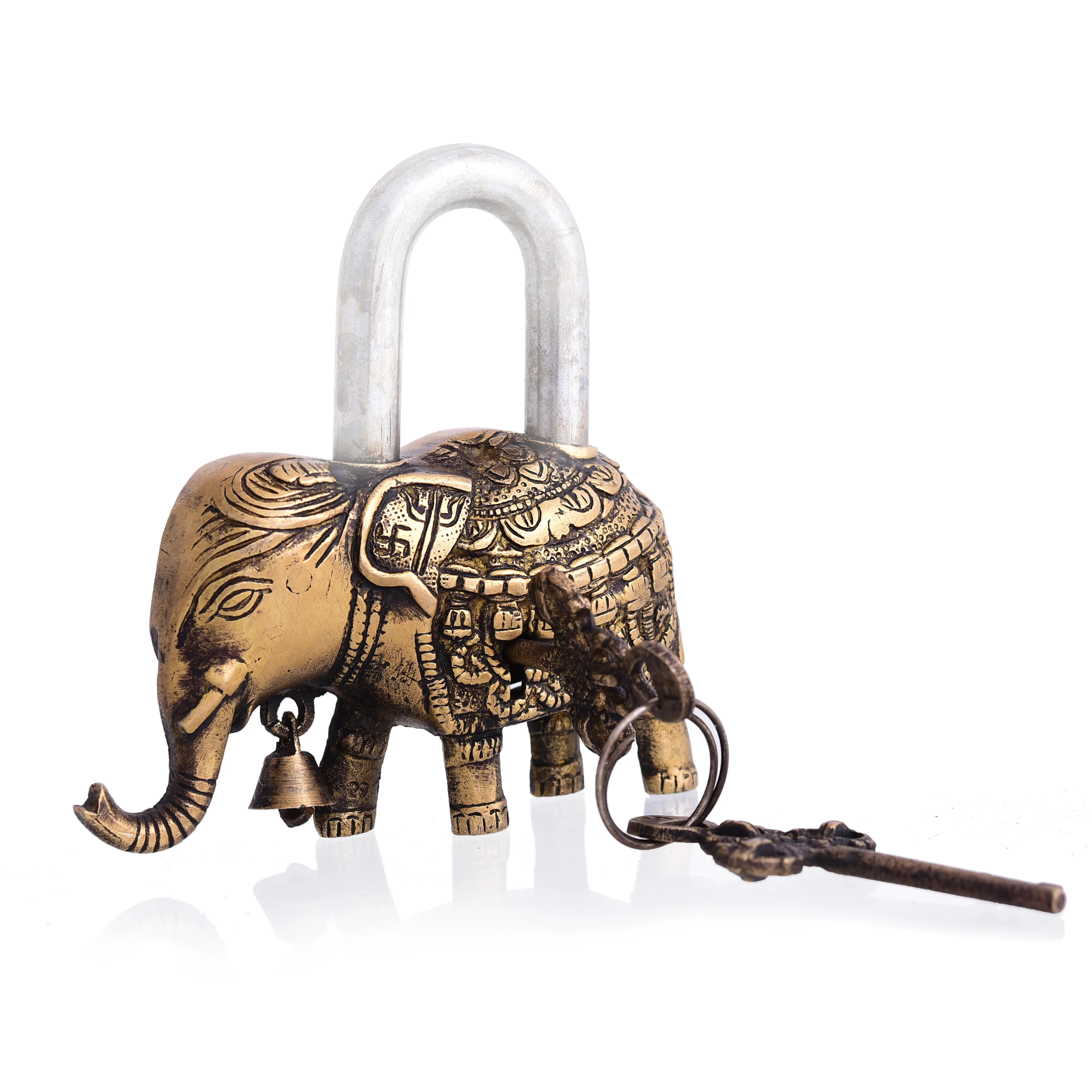 Brass Elephant Door Lock With Three Brass Keys - Image 2