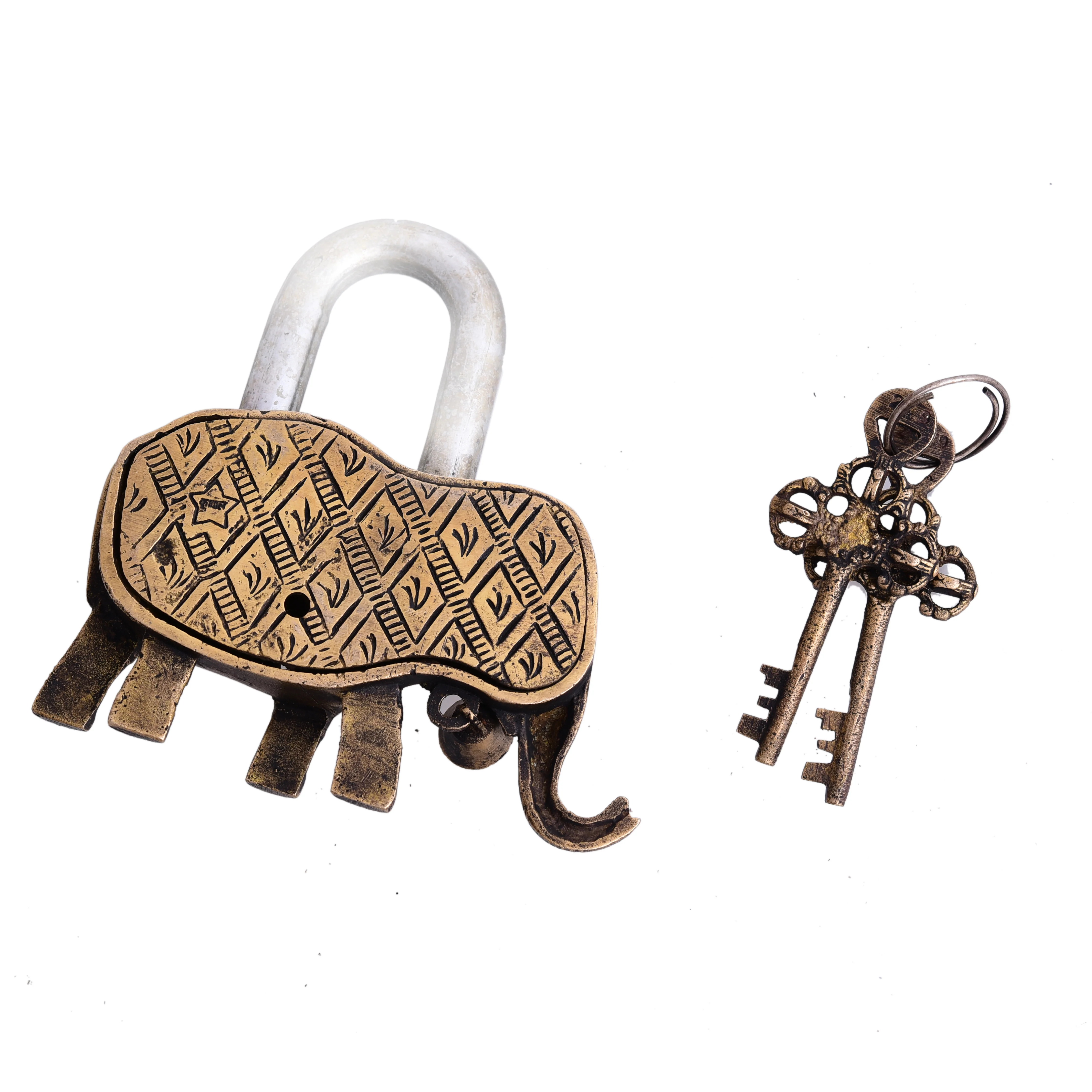 Brass Elephant Door Lock With Three Brass Keys - Image 3