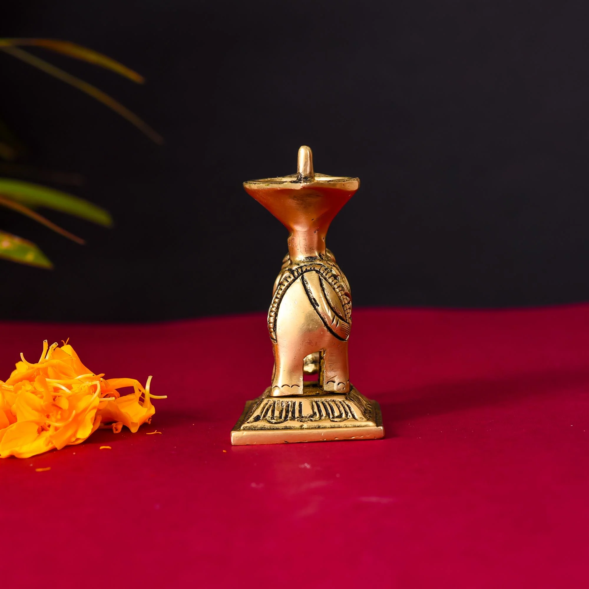Brass Elephant Standing Diya - Image 4