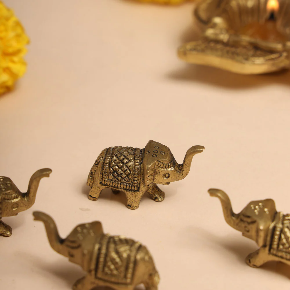 Brass Elephant Statue Set With Gift Box/Hamper - Image 6