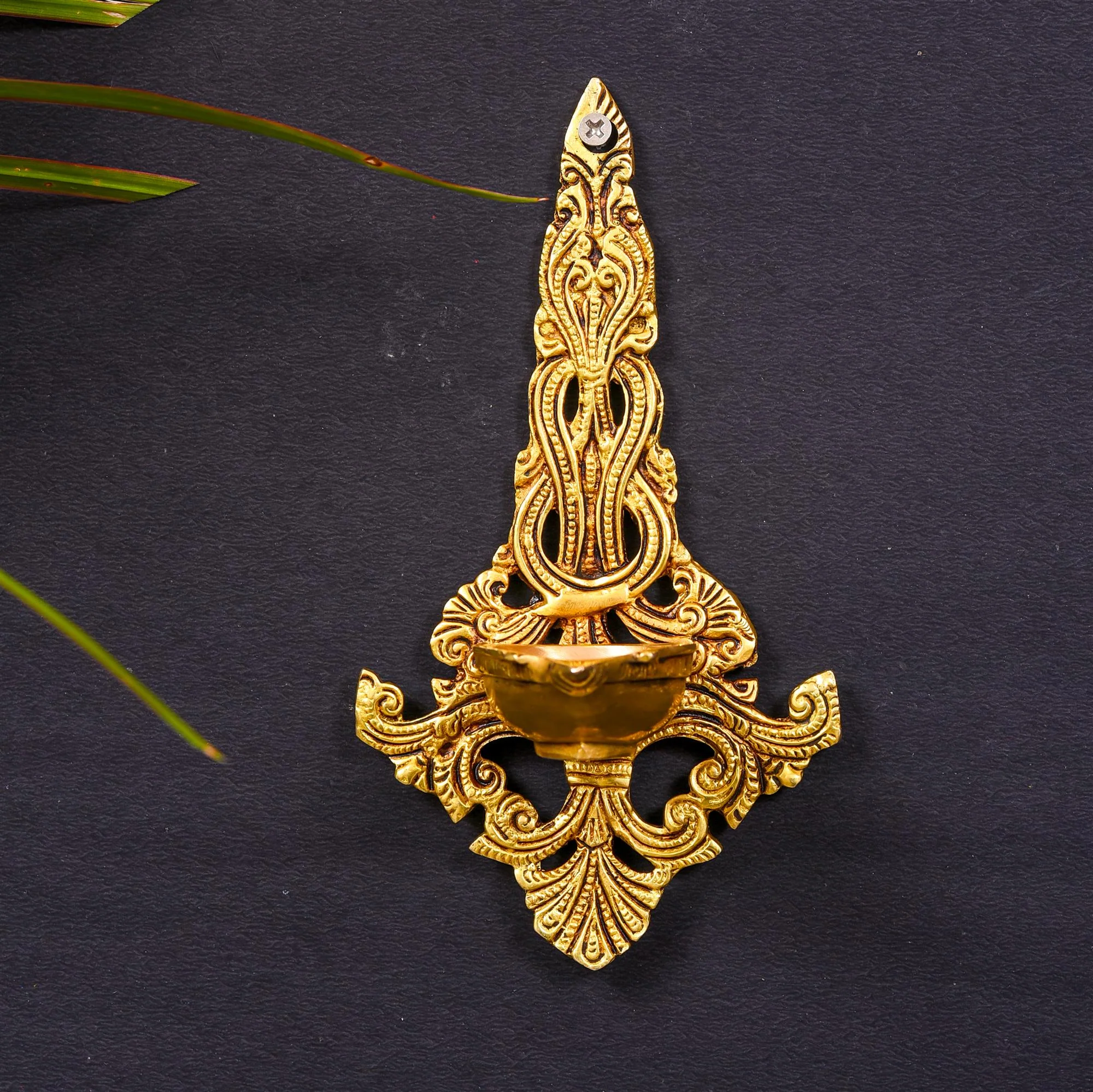 Brass Ethnic Carved Hanging Diya (8 Inch) - Image 2