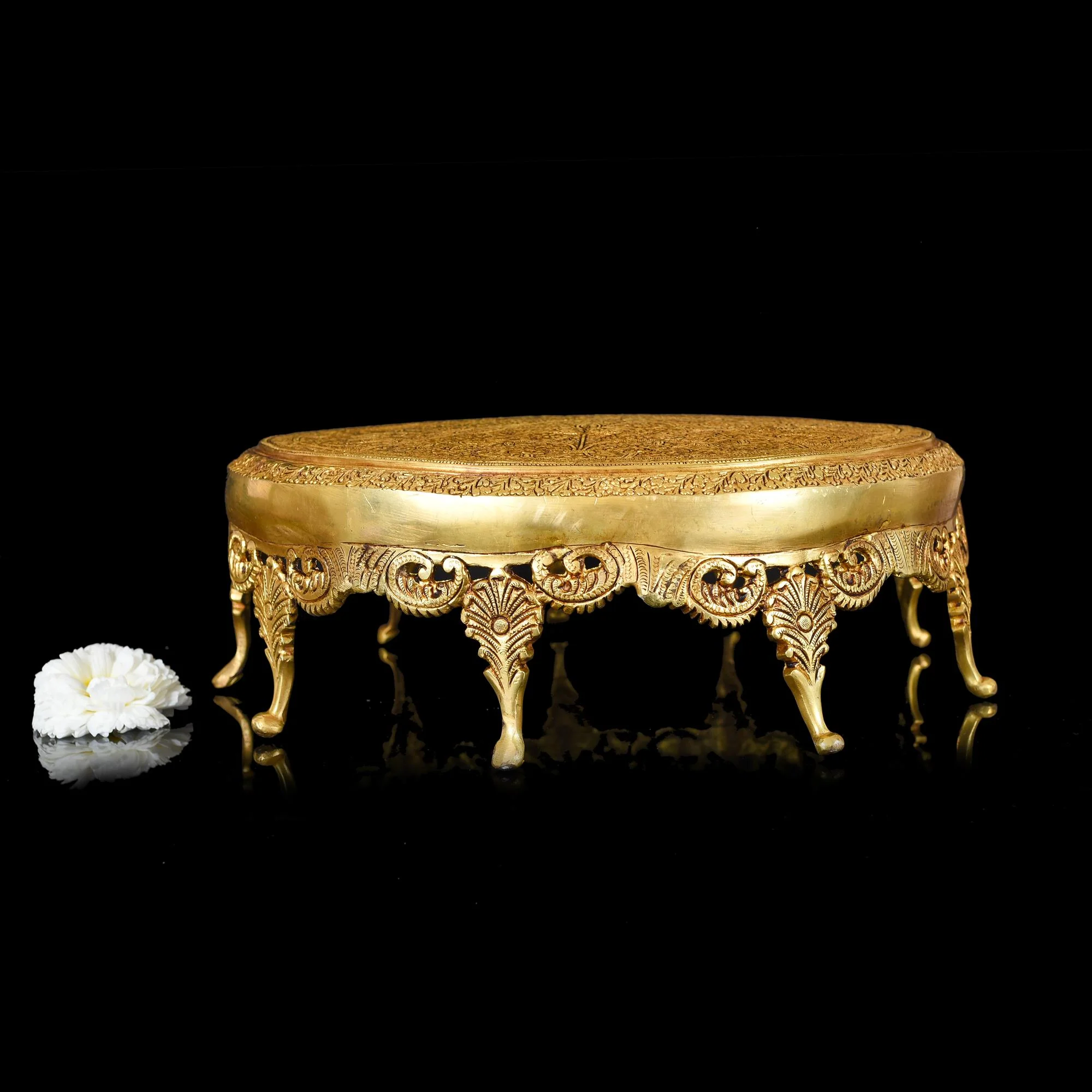 Brass Ethnic Chowki (5 Inch) - Image 2
