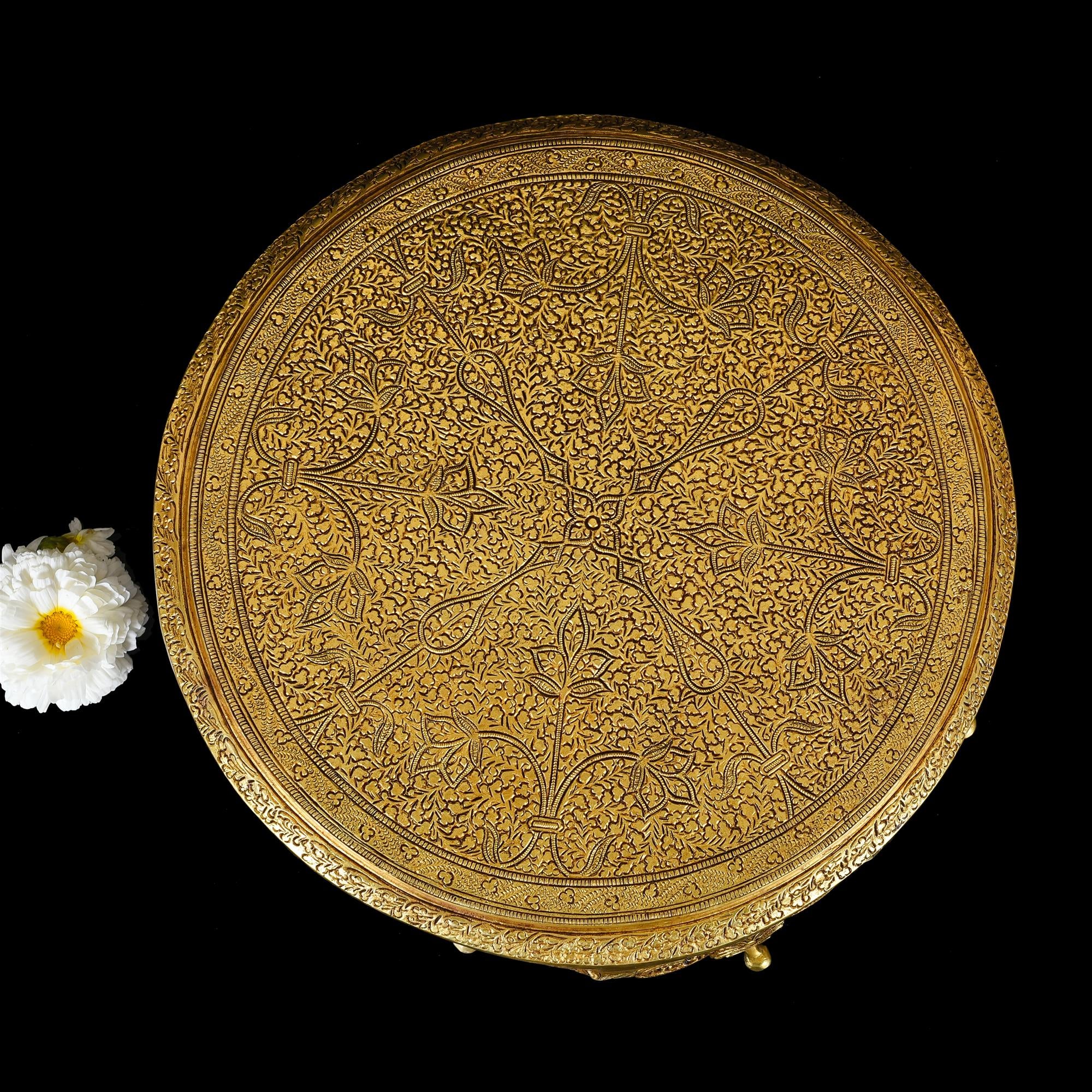 Brass Ethnic Chowki (5 Inch) - Image 3