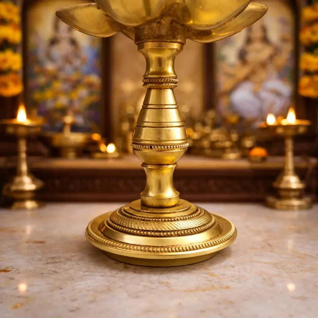 Brass Ethnic Five Petal Peacock Diya / Lamp (7.5 Inch) - Image 5