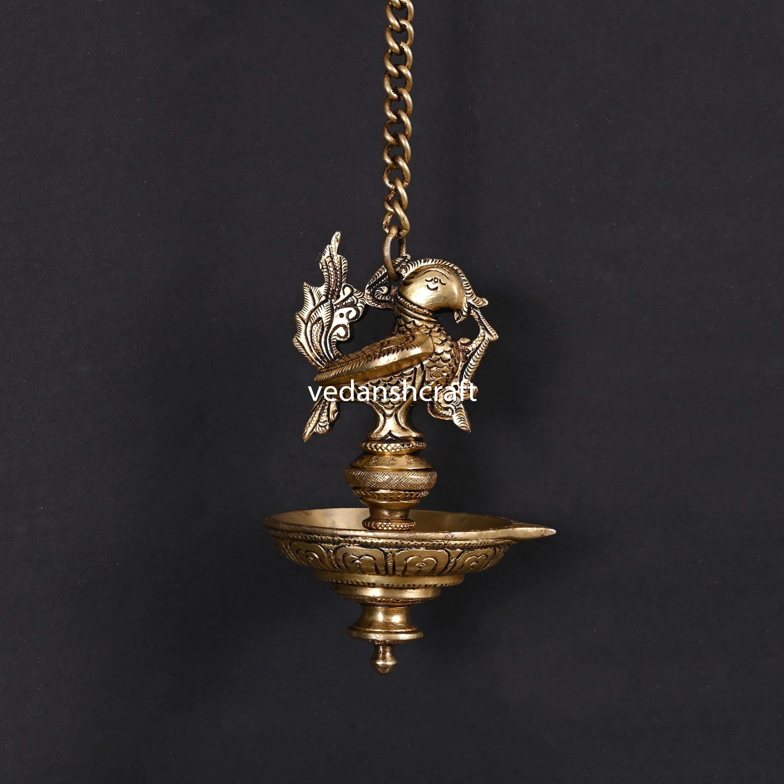 Brass Ethnic Hanging Peacock Diya - Image 2
