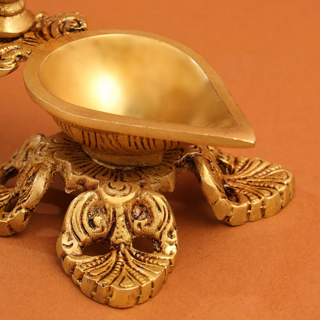 Brass Ethnic Peacock Diya/Lamp (5 Inch) - Image 5