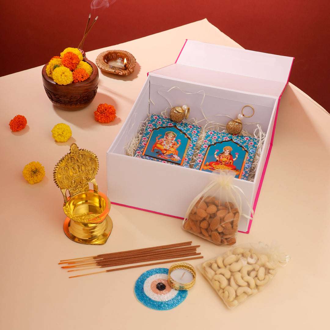 Brass Ashtalakshmi Diya Festive Gift Hamper - Image 2