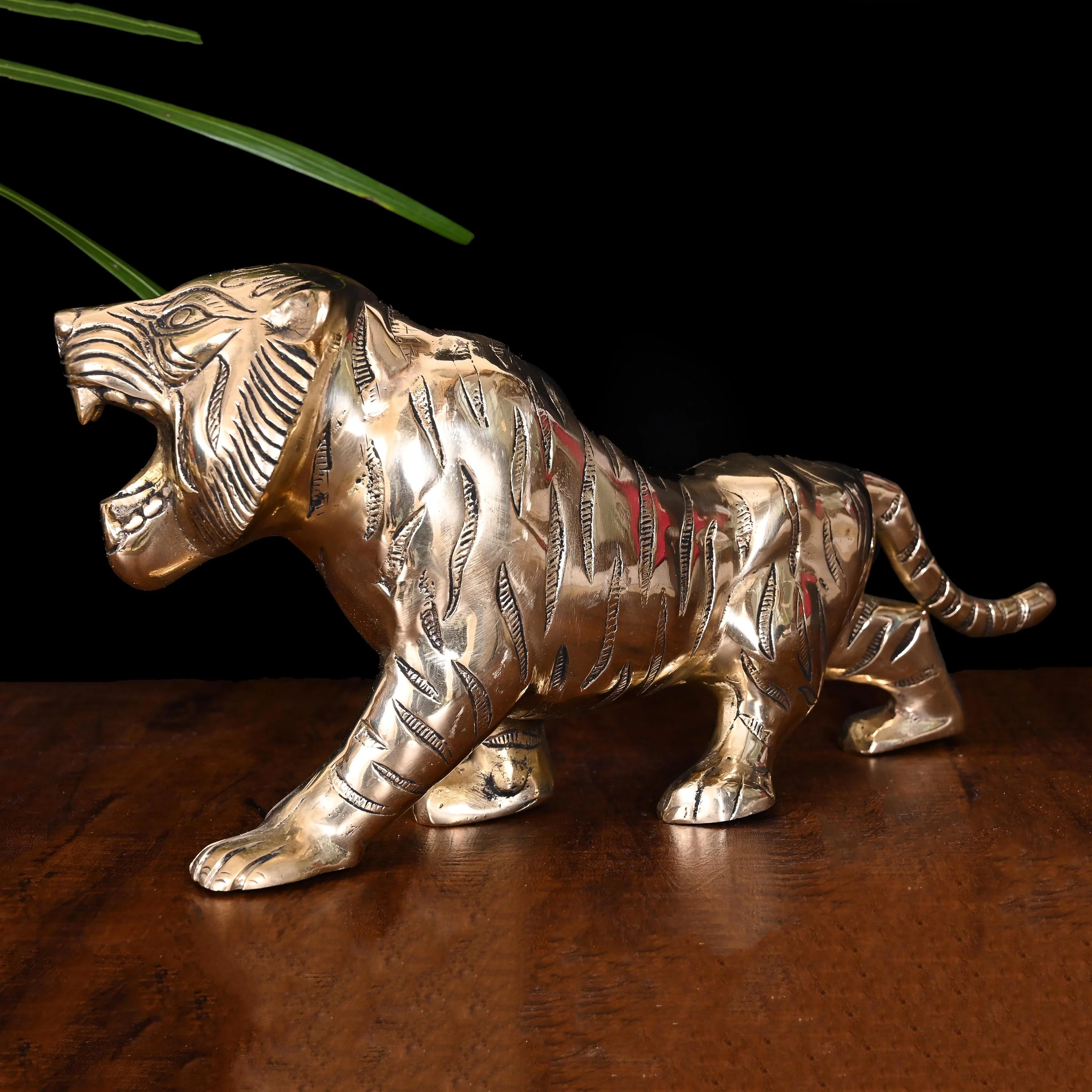Brass Fierce Roaring Tiger Statue (7.2 Inch) - Image 2