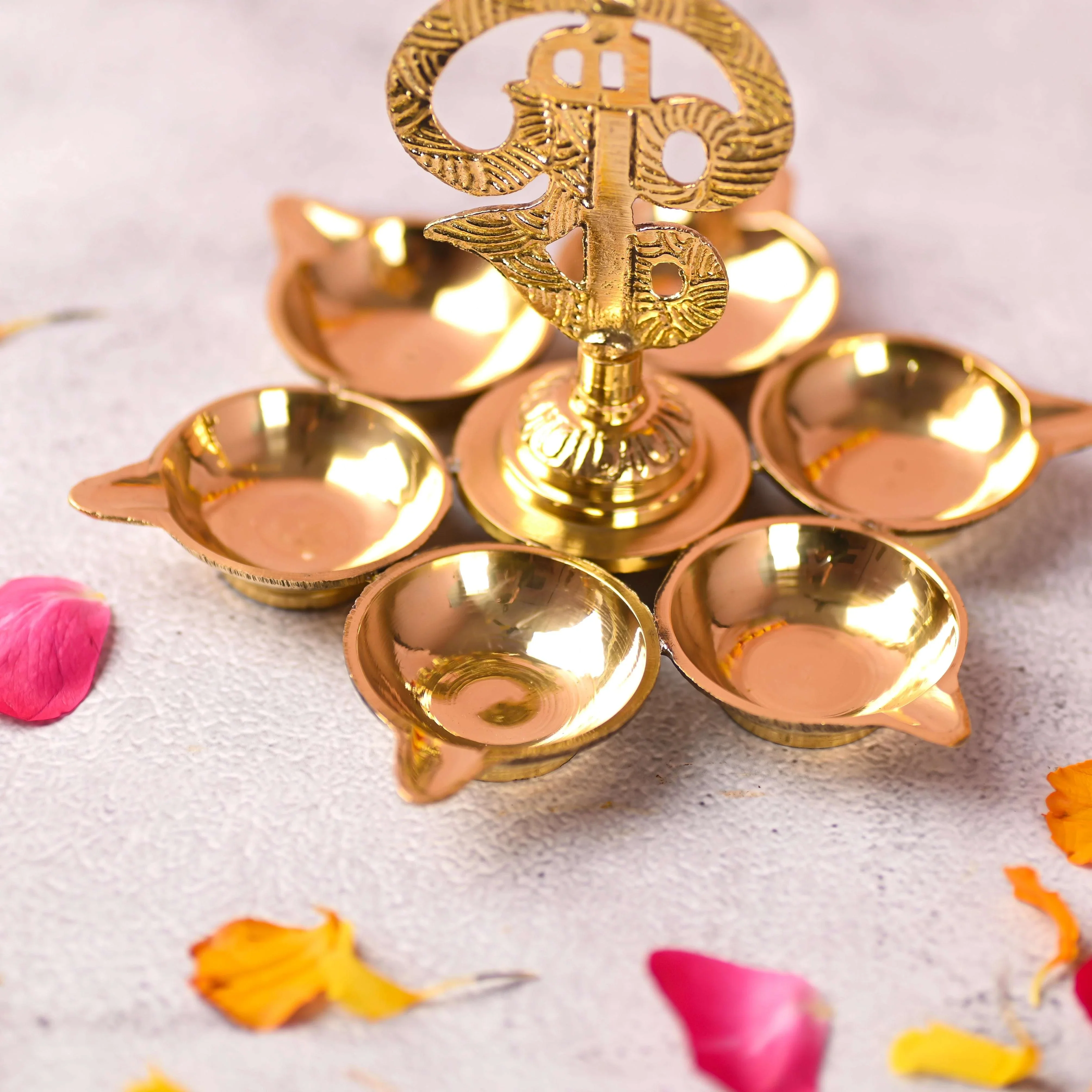 Brass Vel Six Petal Diya - Image 2