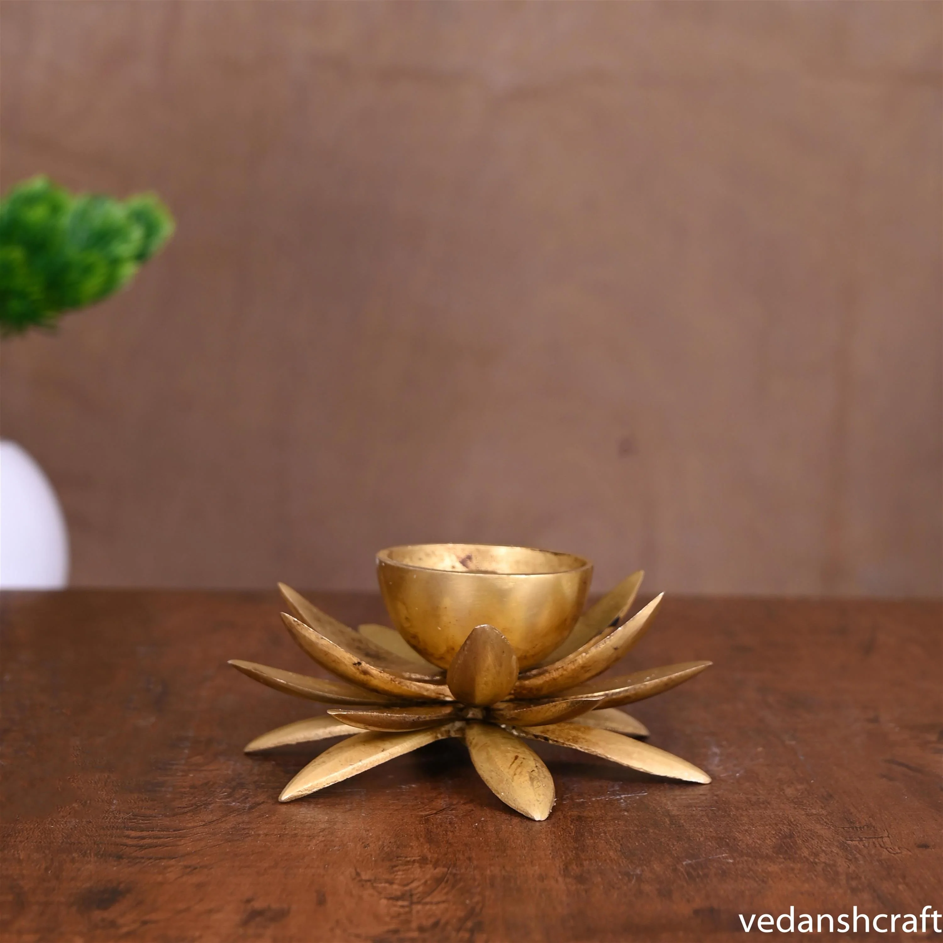 Brass Flower Akhand Diya (3 Inch) - Image 3