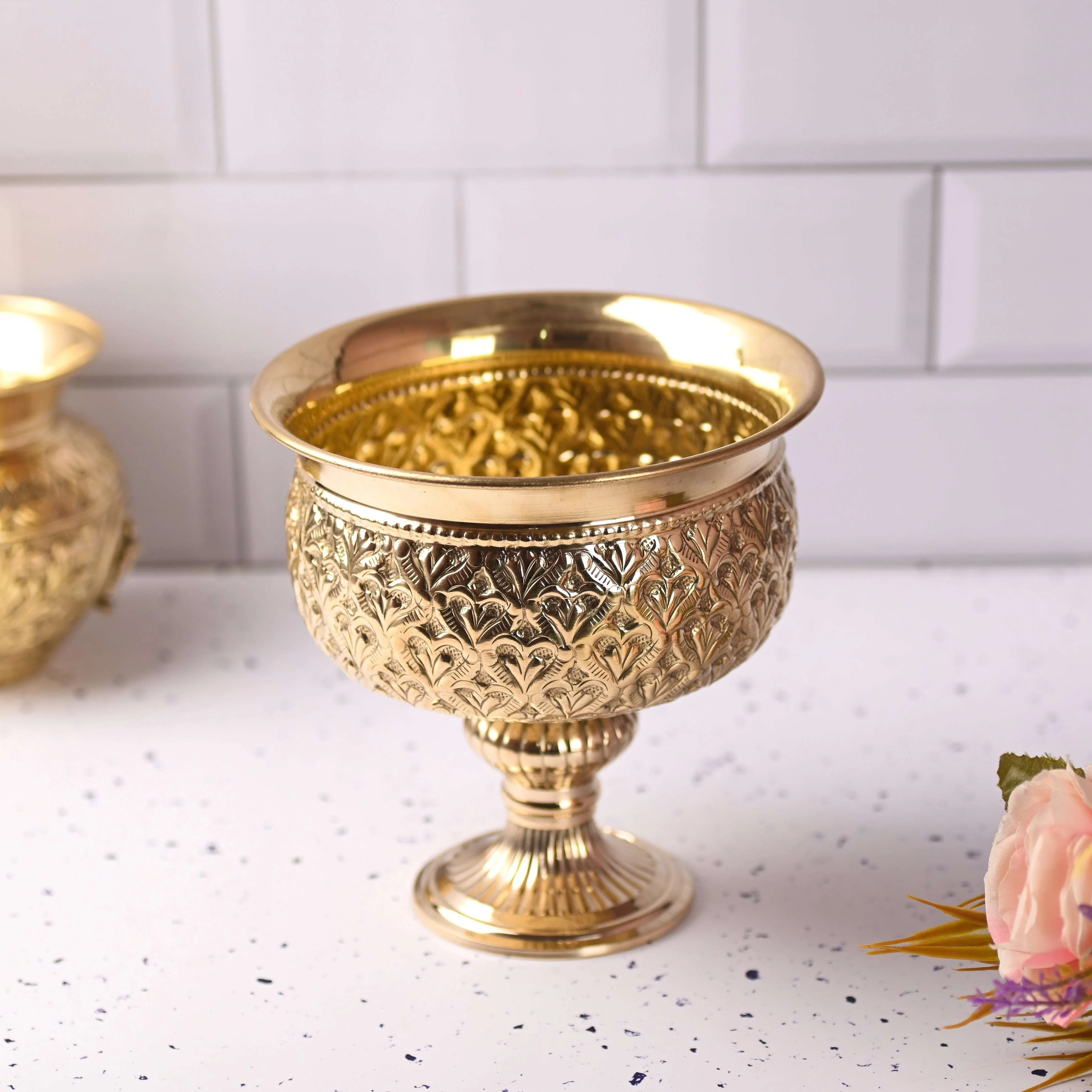 Brass Handcrafted Flower Vase (6 Inch) - Image 2