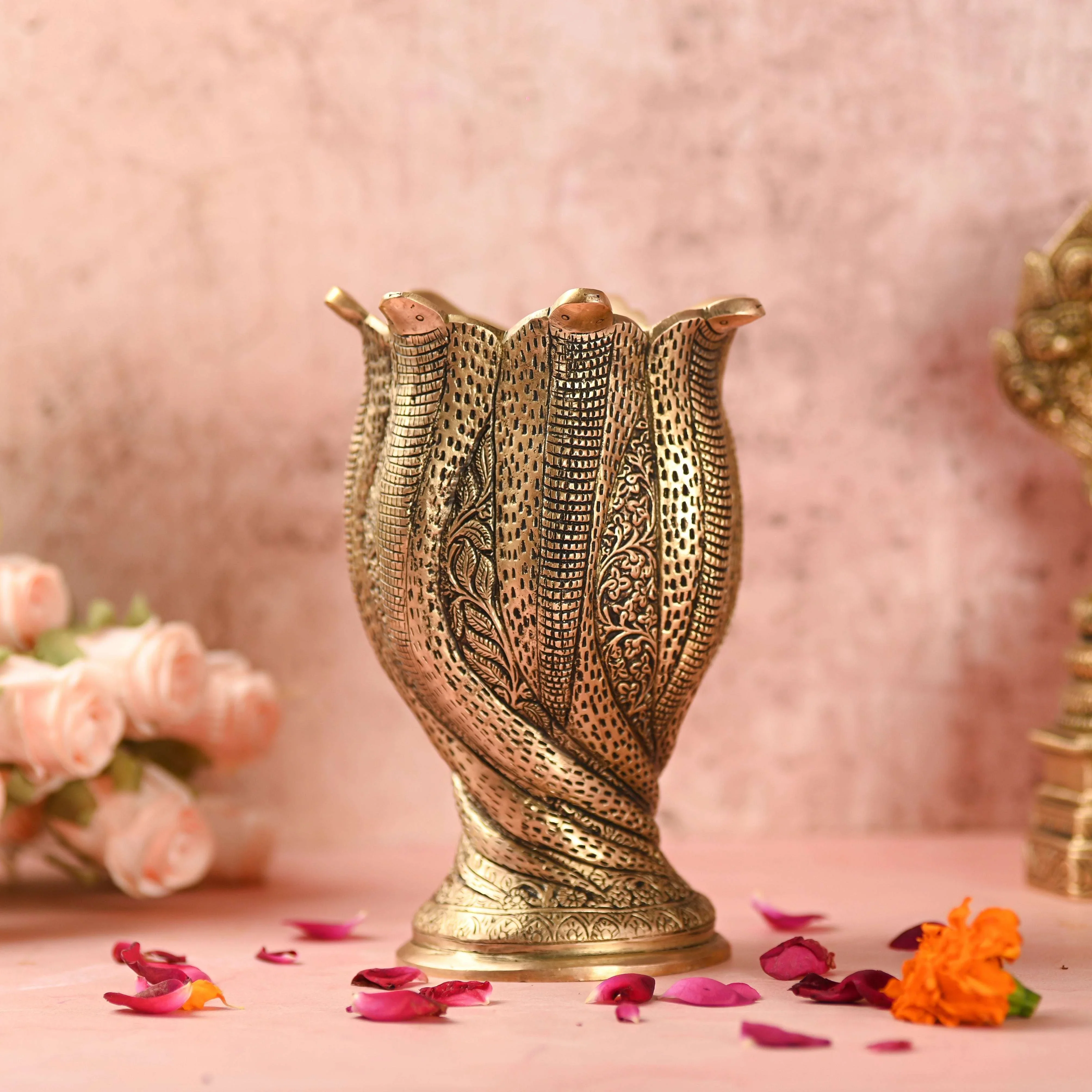 Brass Flower Vase / Planter Pot In Snake Design (8 Inch) - Image 2