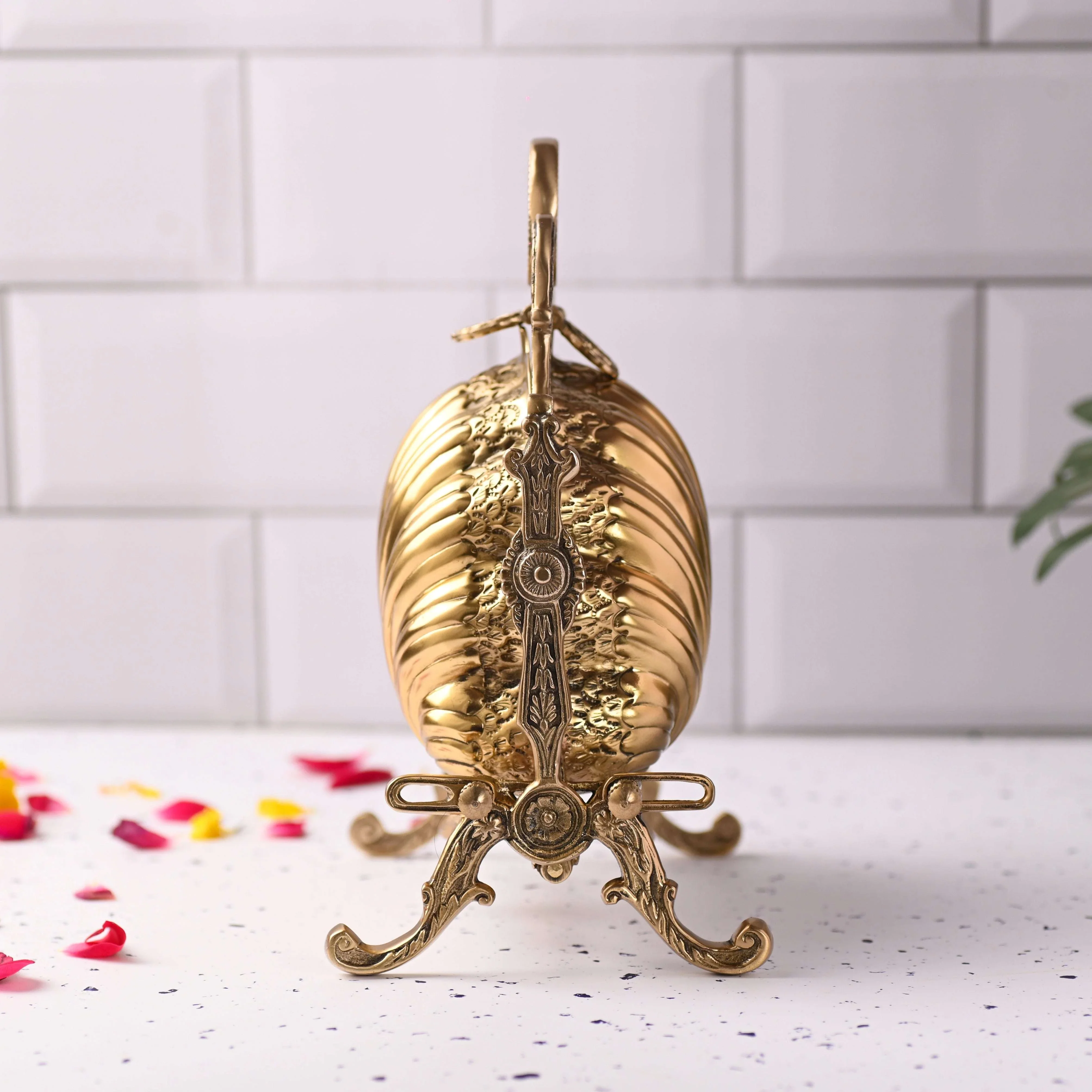 Brass Folding Serving Platter Biscuit Caddy Barrel Box (9.3 Inch) - Image 6