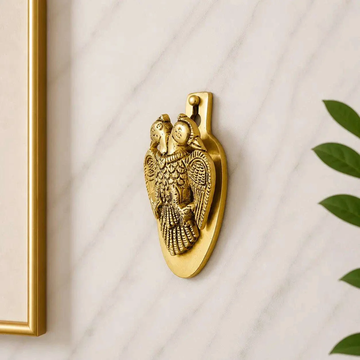 Brass Gandaberunda / Two Headed Bird Wall Hanging Idol (3.8 Inch) - Image 3