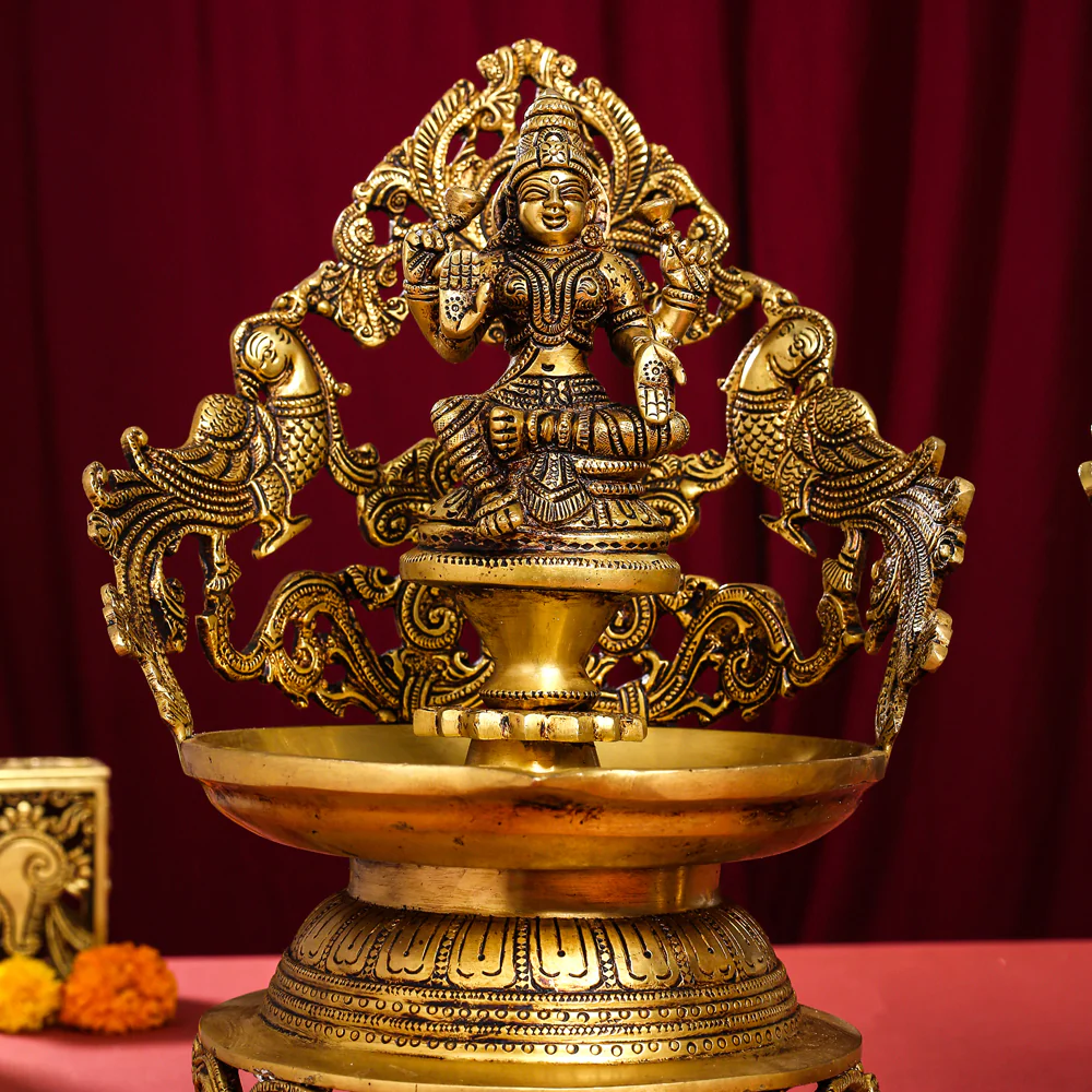 Brass Ganesha And Lakshmi Urli/Diya Set (13.5 Inch) - Image 5
