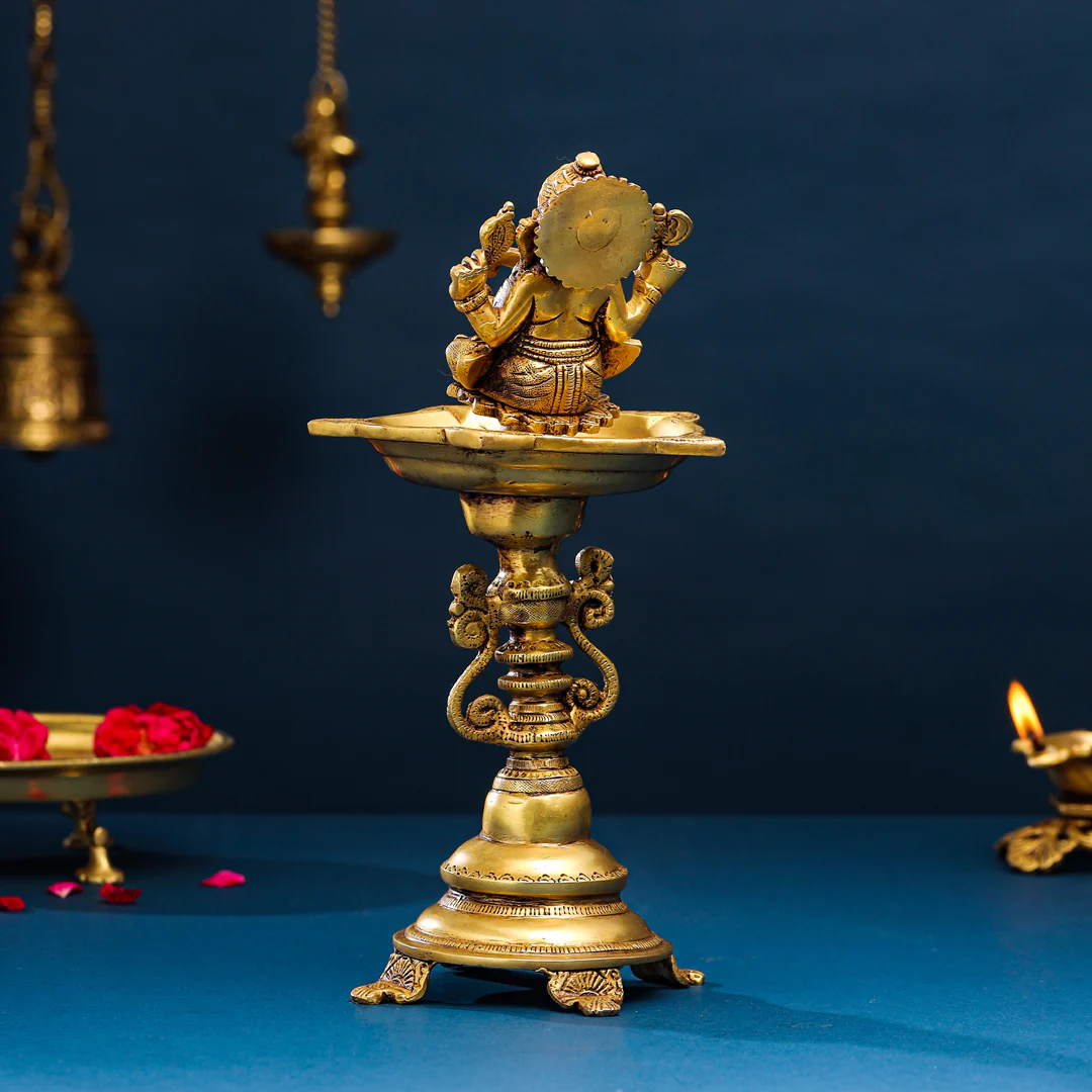 Brass Ganesha Diya/Lamp (12.5 Inch) - Image 3