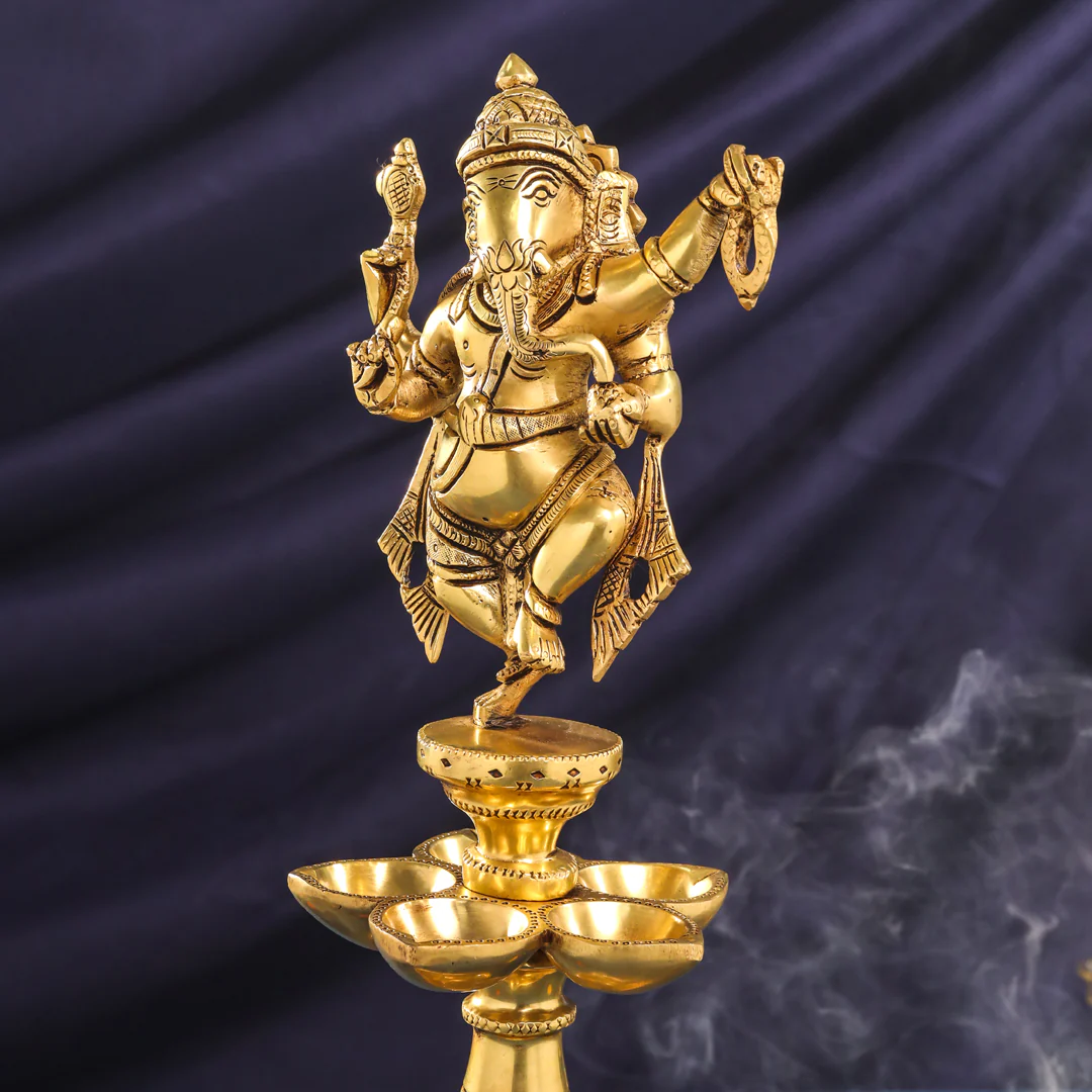Brass Ganesha Diya/Lamp (16 Inch) - Image 5