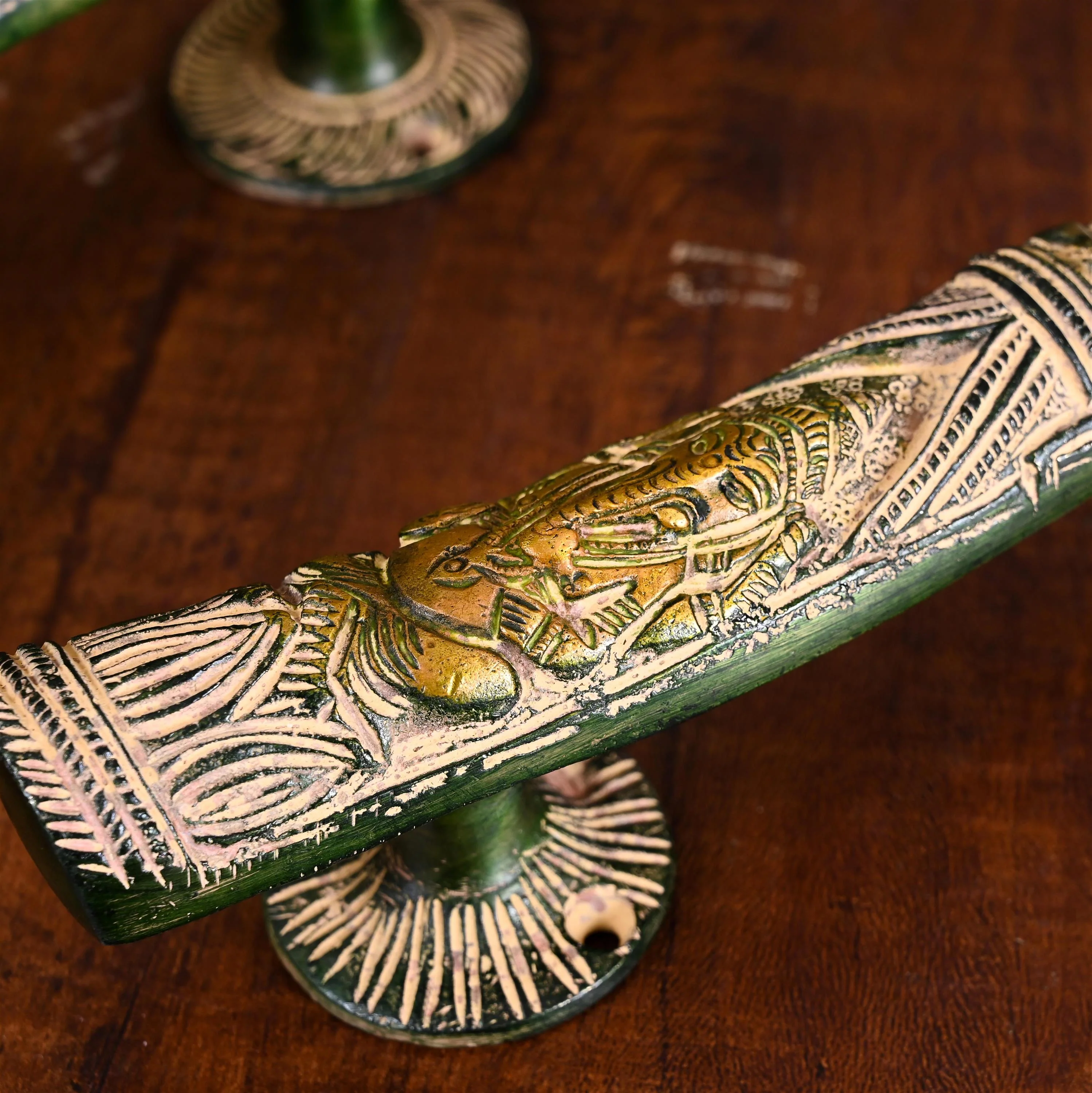 Brass Ganesha Door Handle Pair (10.5 Inch) - Image 3