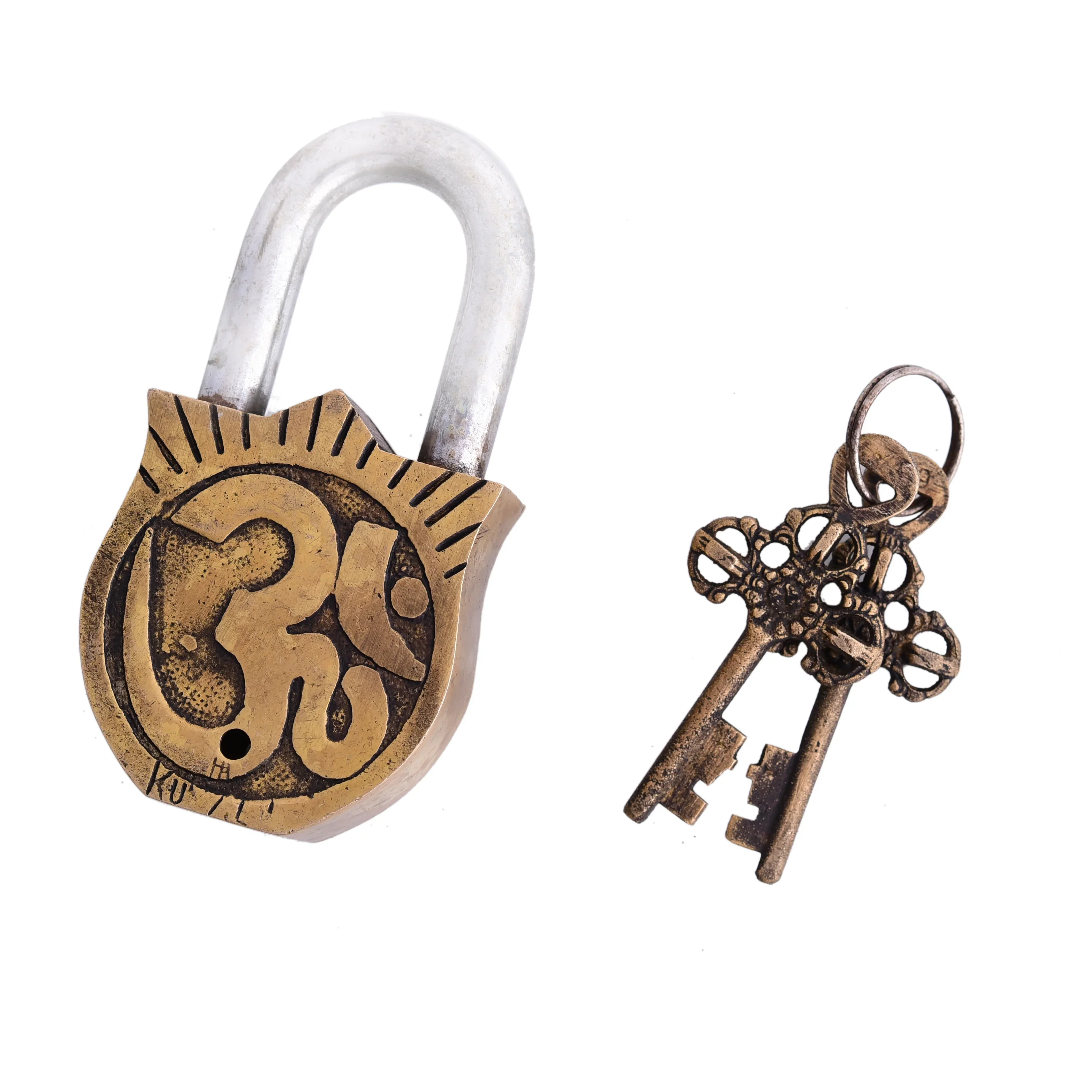 Brass Ganesha Door Lock With Three Brass Keys (4.5 Inch) - Image 9