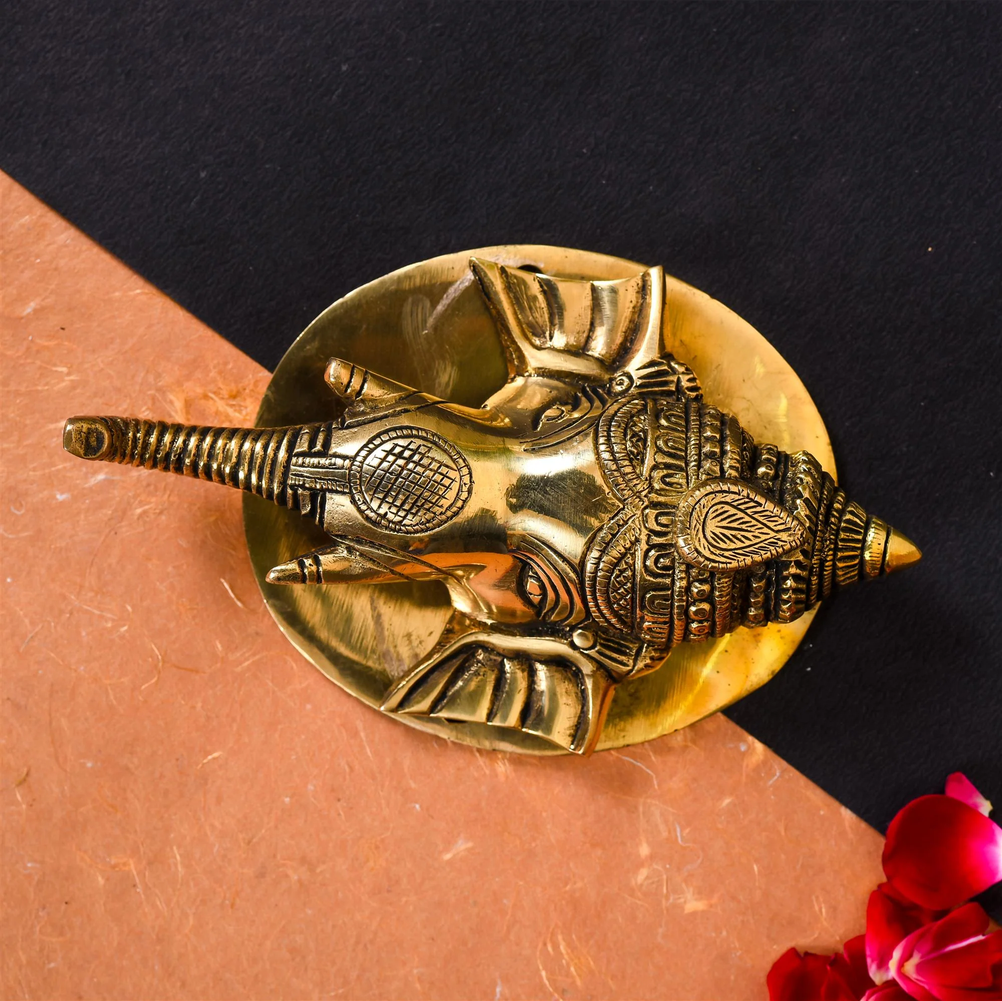Brass Ganesha Face Door Knocker (7 Inch) - Image 3