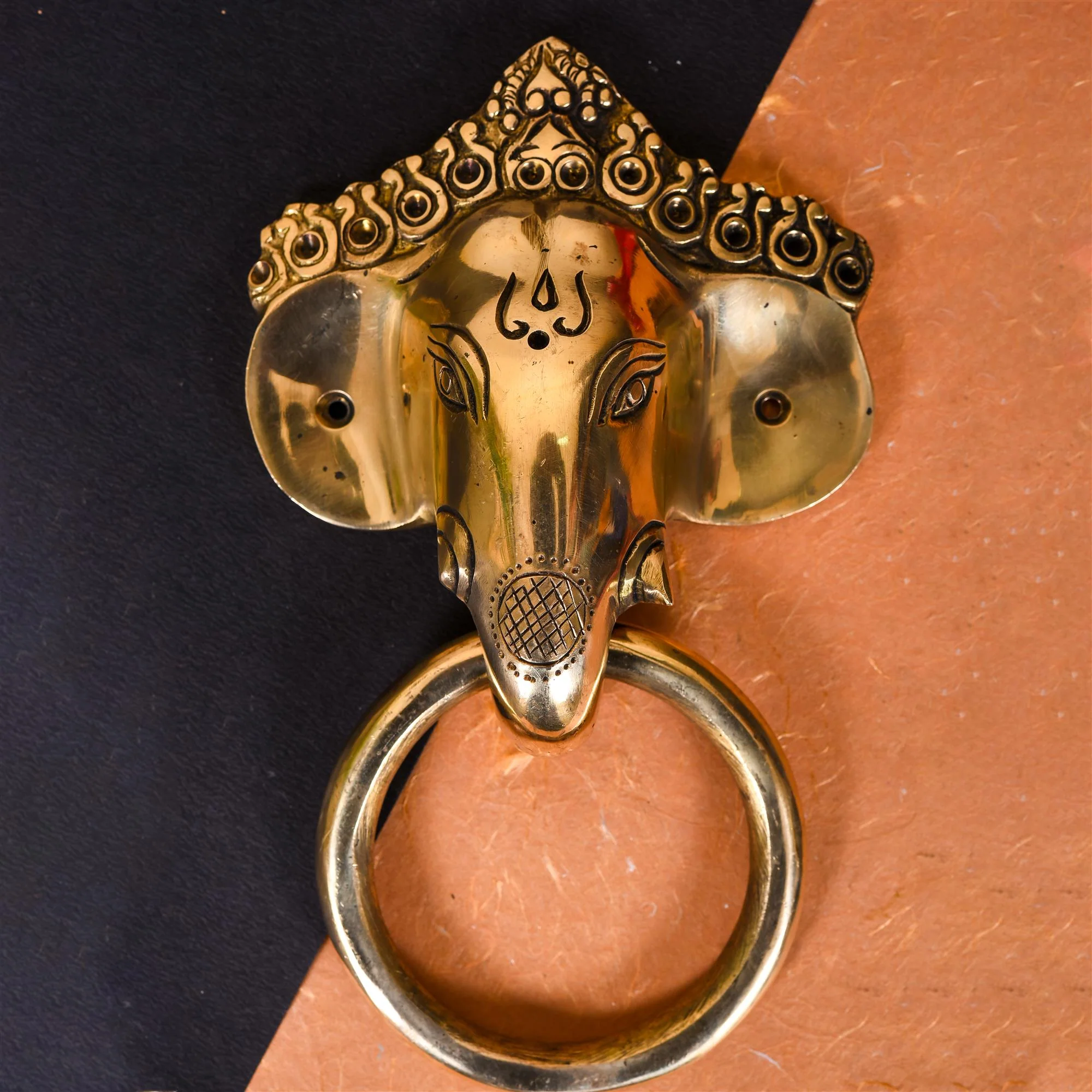Brass Ganesha Face Door Knocker (8.5 Inch) - Image 3