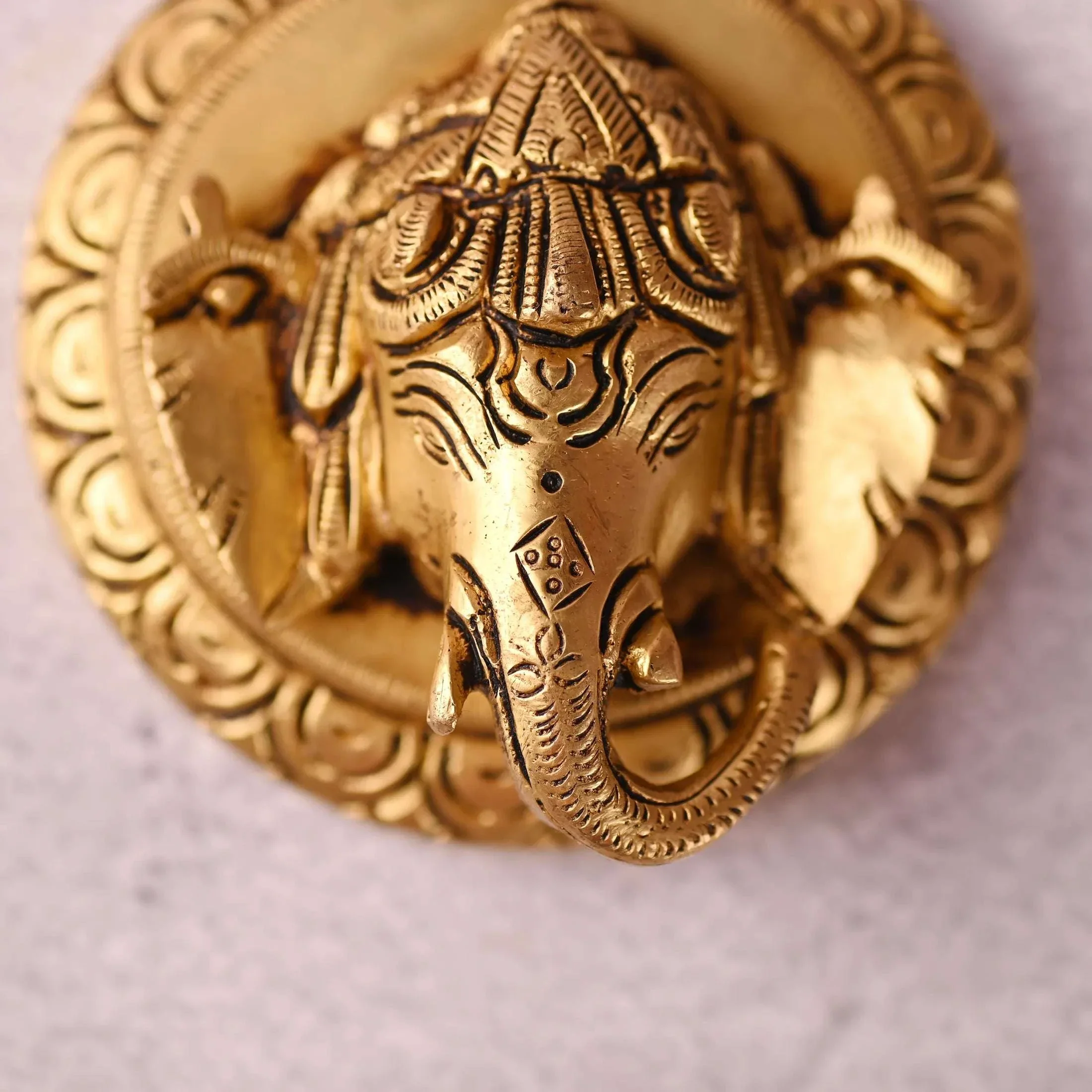 Brass Ganesha Face Wall Hanging (3 Inch) - Image 5