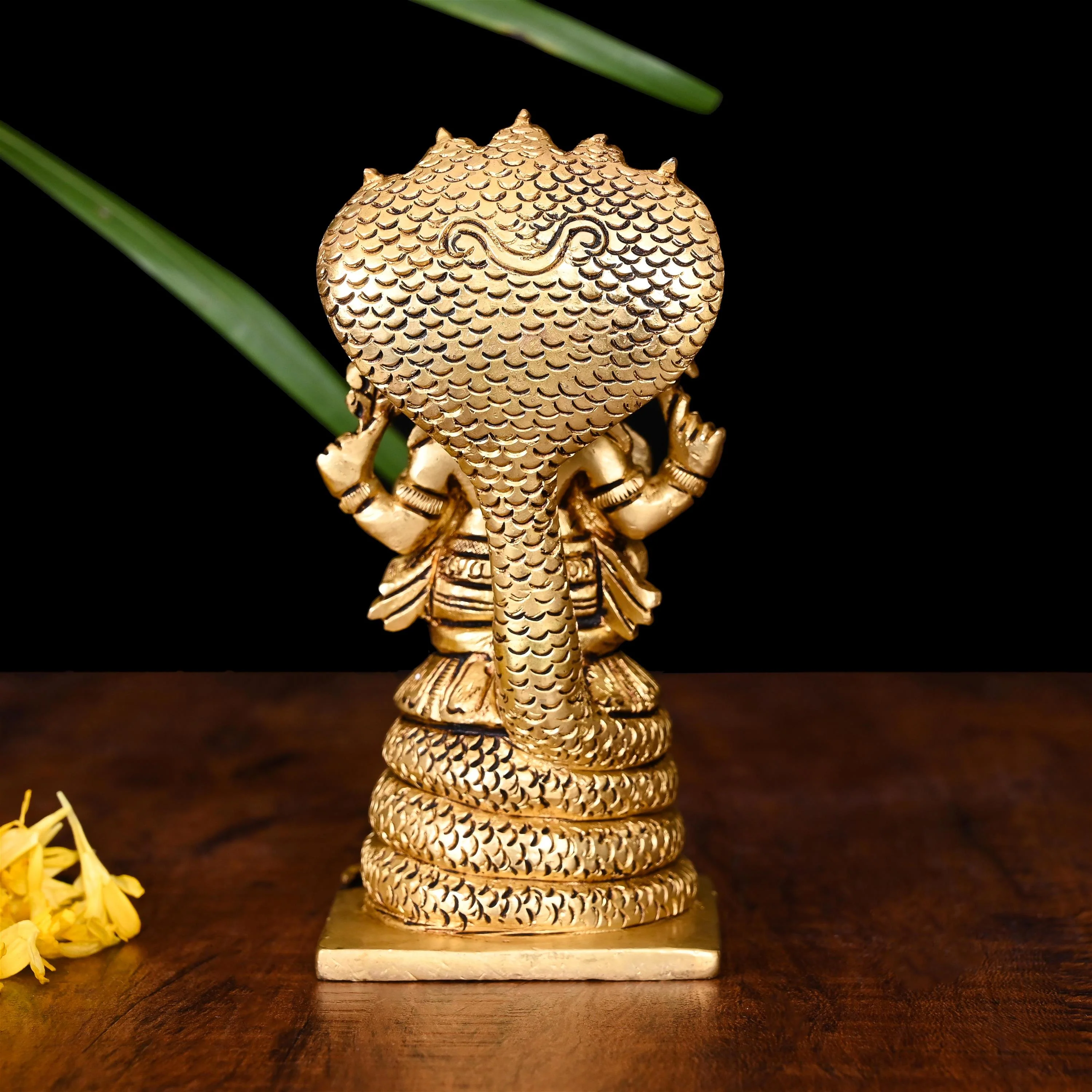 Brass Sitting Ganesha On Sheshnaag Idol (5 Inch) - Image 4