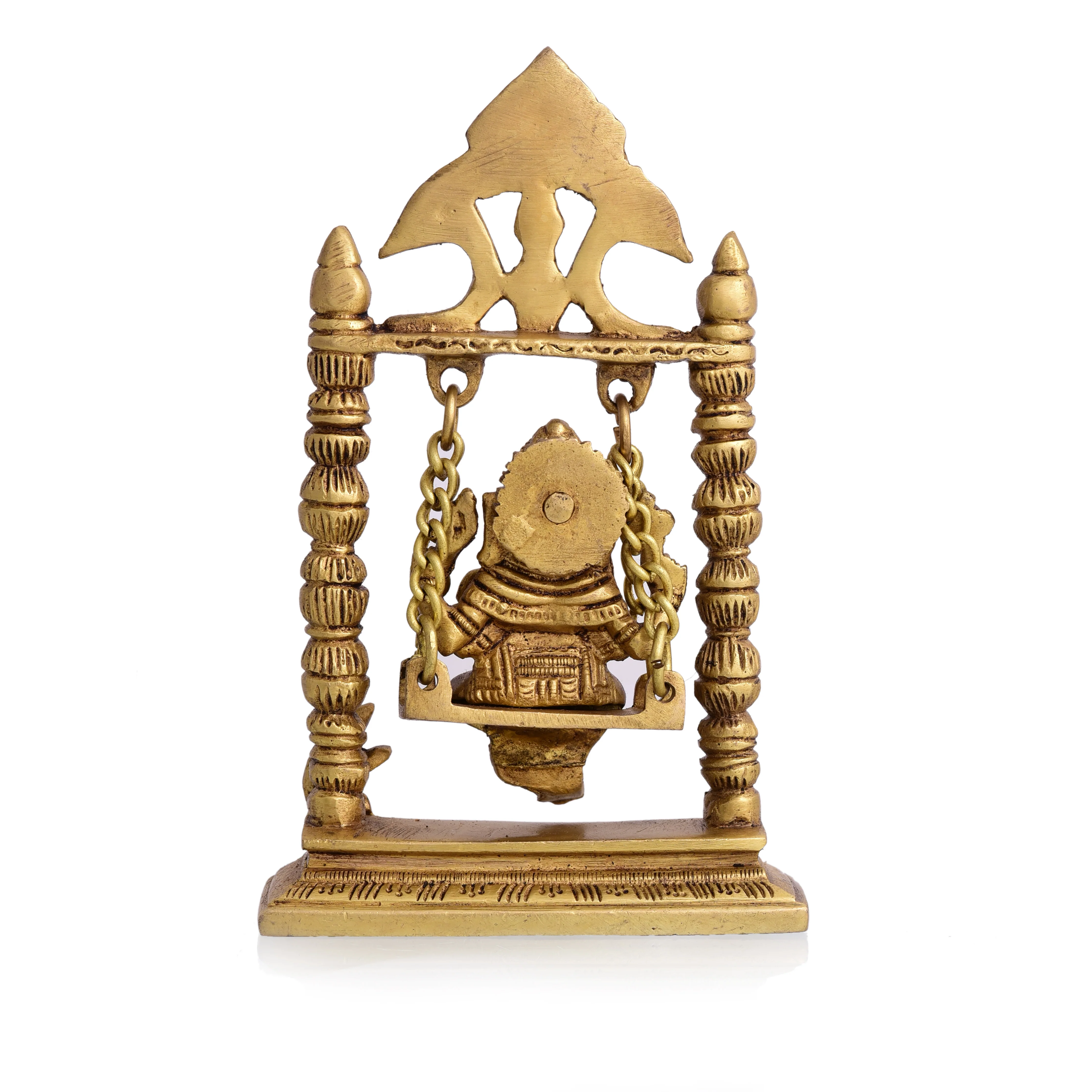 Brass Sitting Ganesha On Swing/Jhula (7.5 Inch) - Image 5
