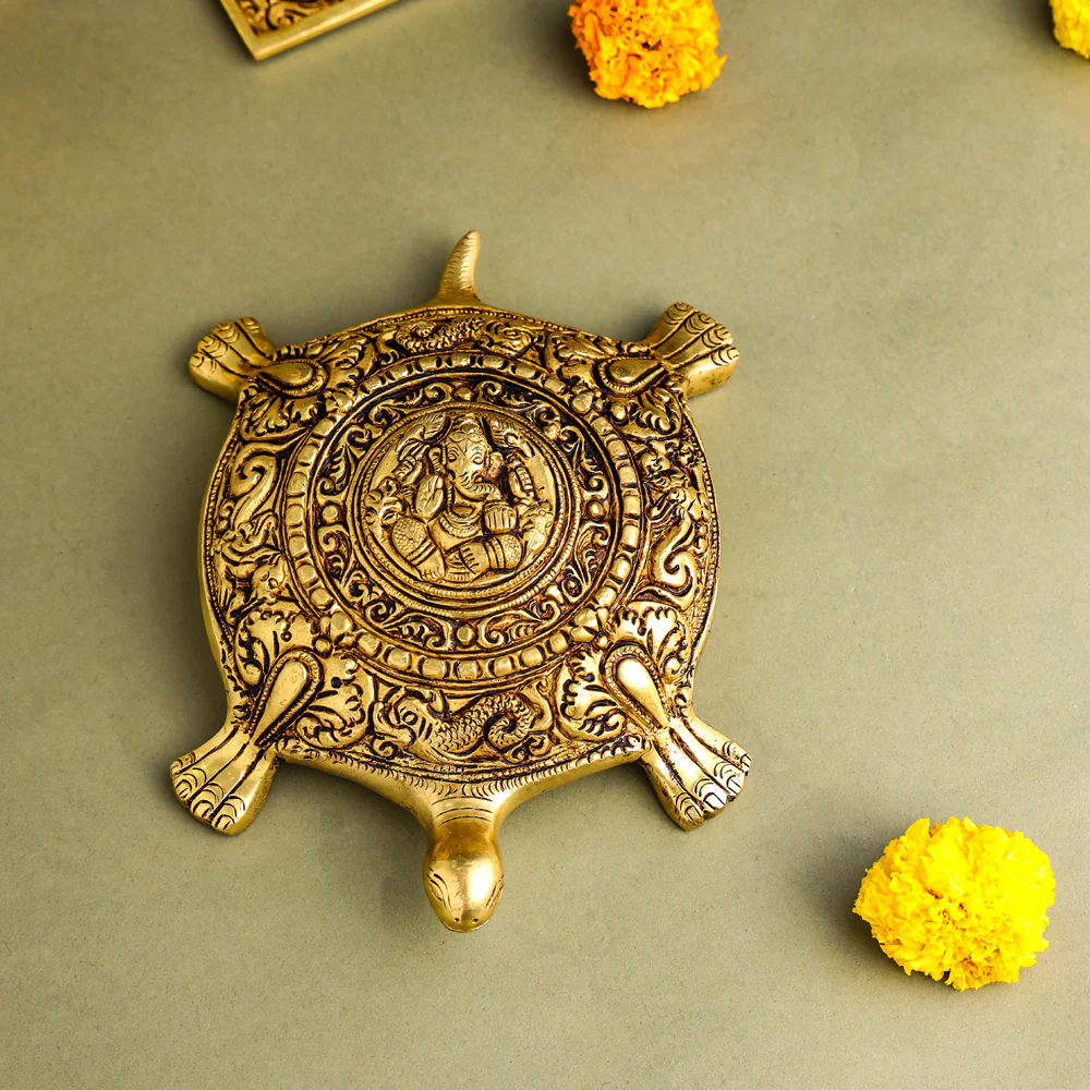 Brass Ganesha Tortoise Vastu Decor (2 Inch) - Image 3