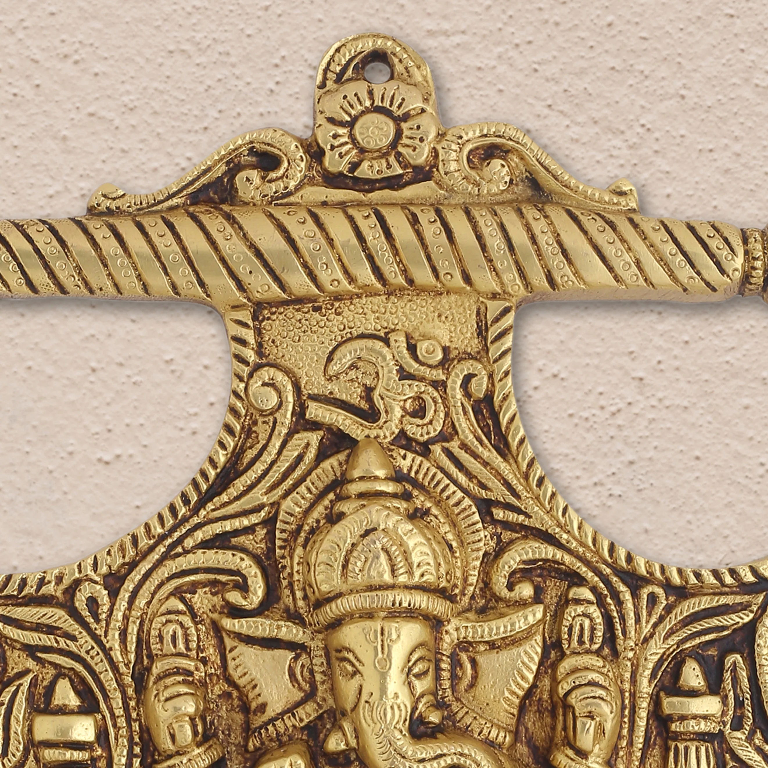 Brass Ganesha Wall Hanging (8 Inch) - Image 3