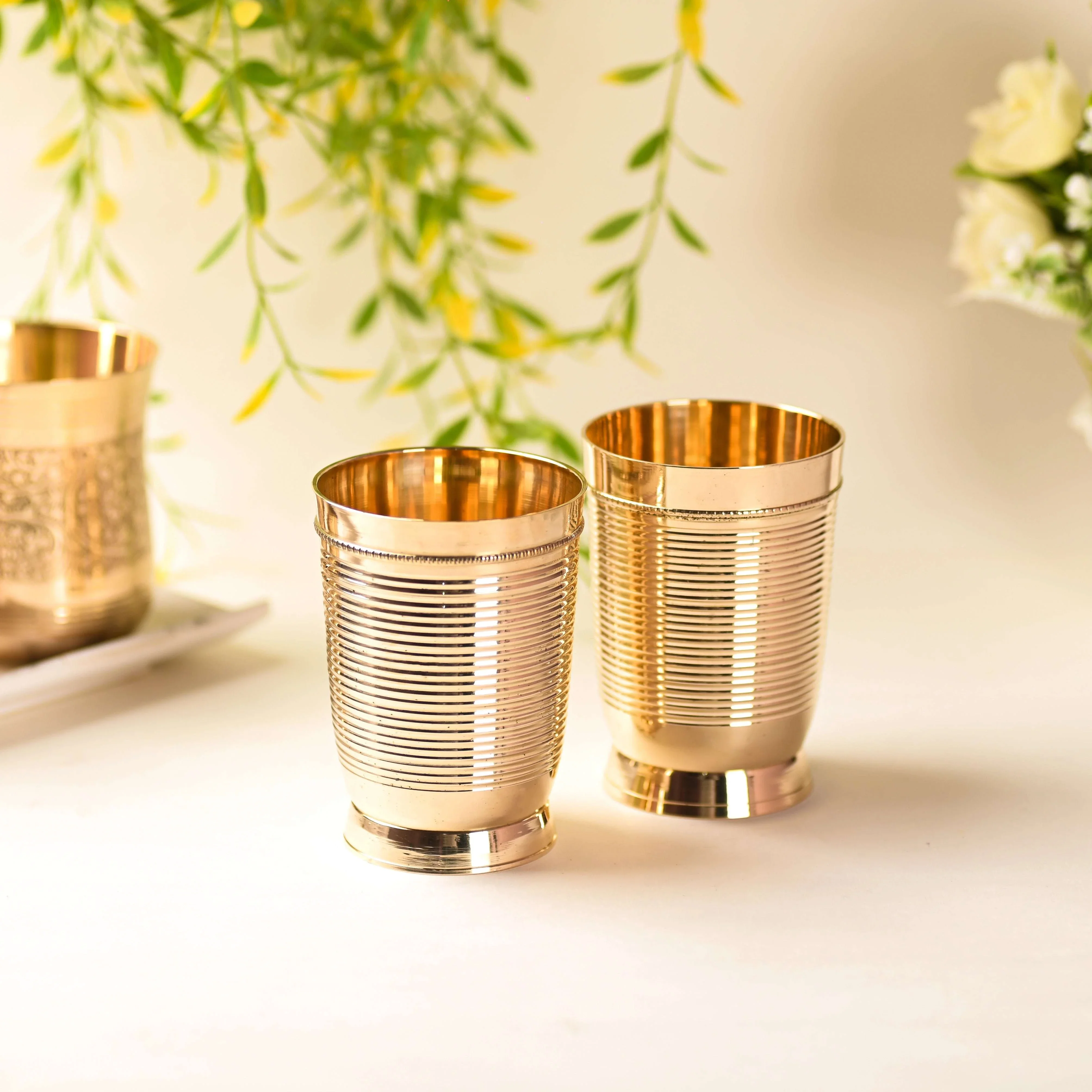 Brass Glass Pair (4 Inch) - Image 5