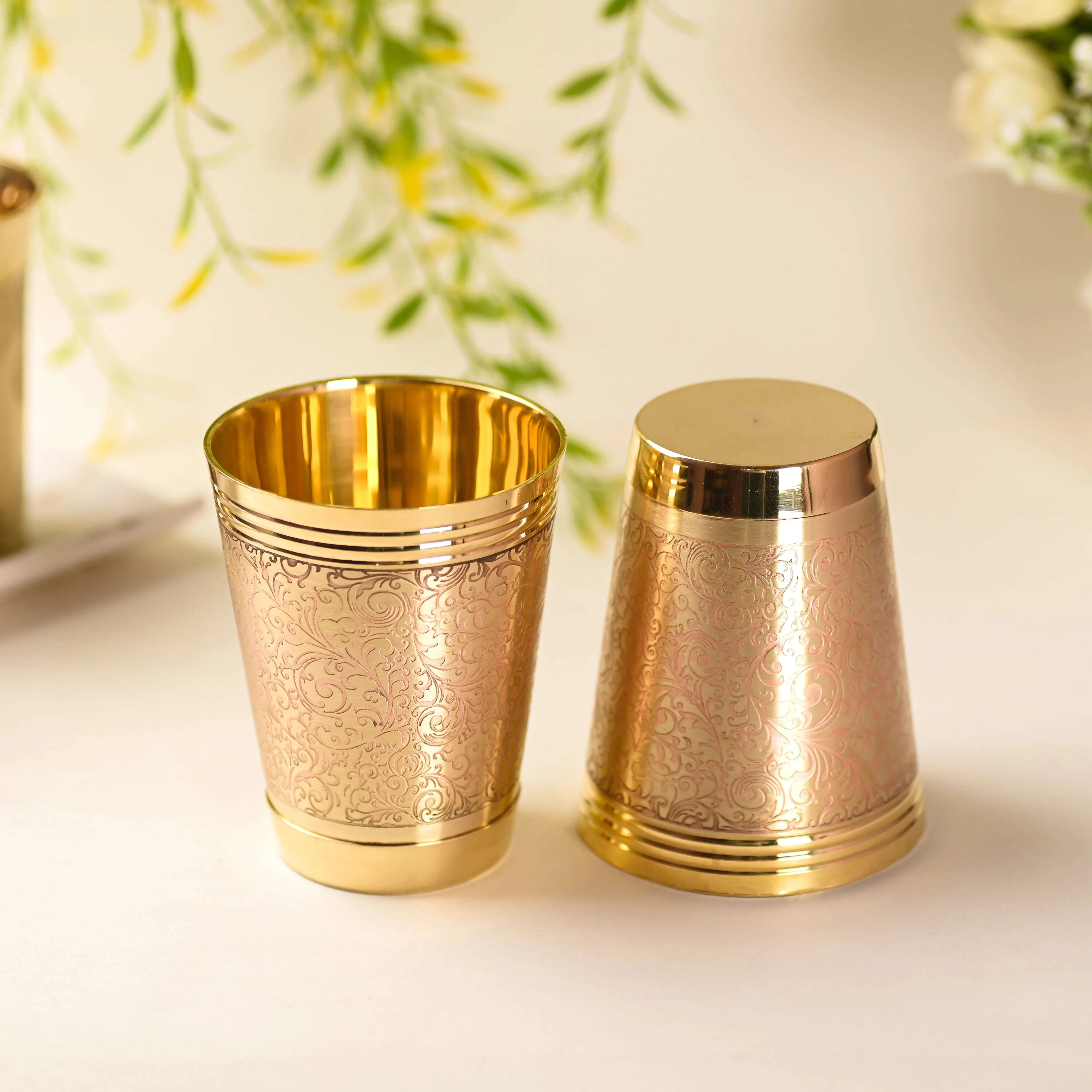 Brass Handcrafted Glass Pair (4.2 Inch) - Image 4