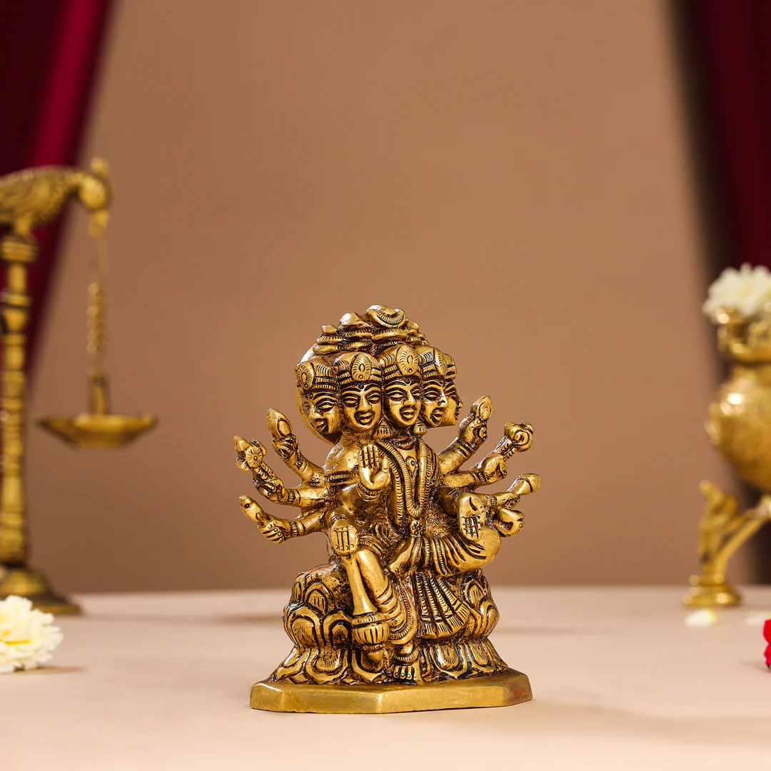 Brass Goddess Gayatri Devi Idol (8.2 Inch) - Image 2