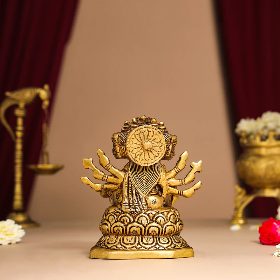 Brass Goddess Gayatri Devi Idol (8.2 Inch) - Image 3