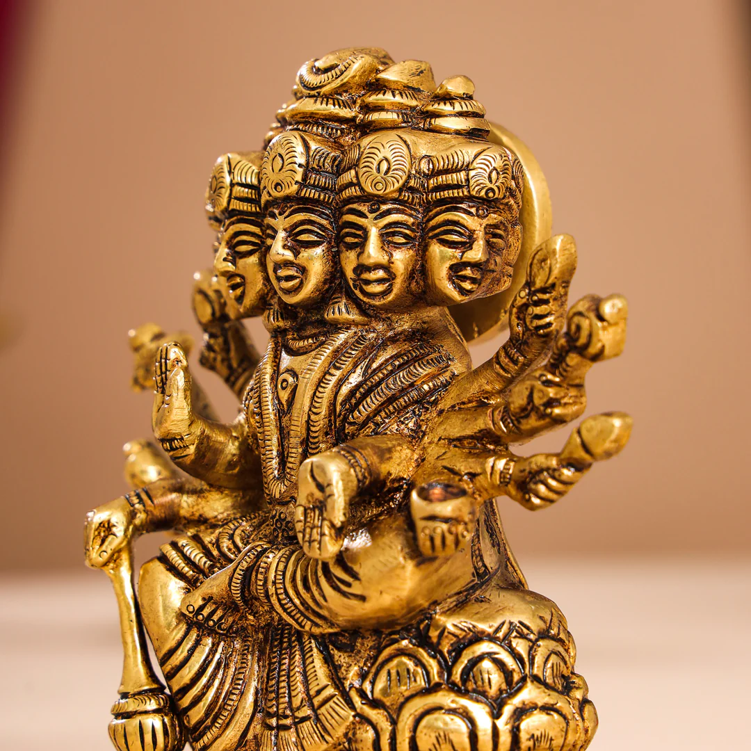 Brass Goddess Gayatri Devi Idol (8.2 Inch) - Image 4