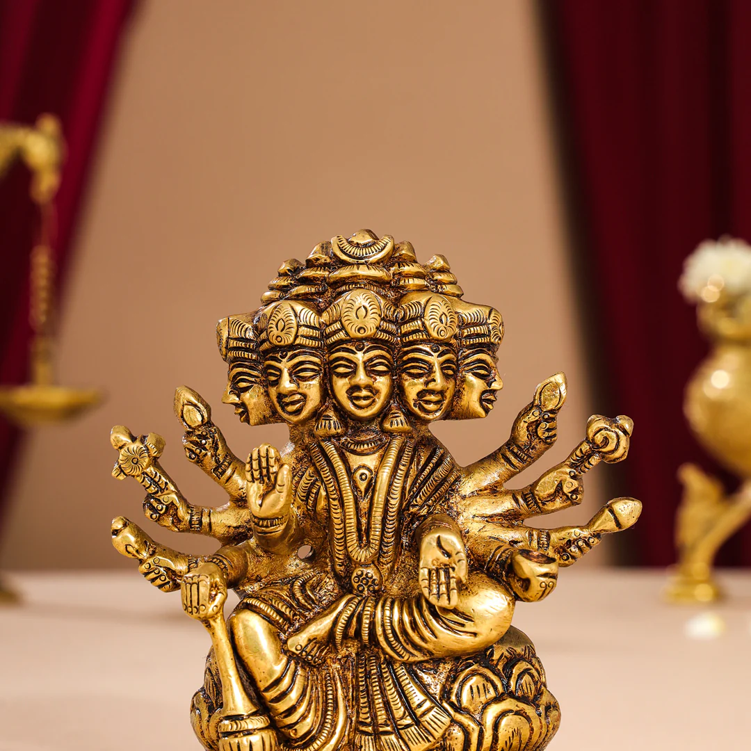 Brass Goddess Gayatri Devi Idol (8.2 Inch) - Image 5