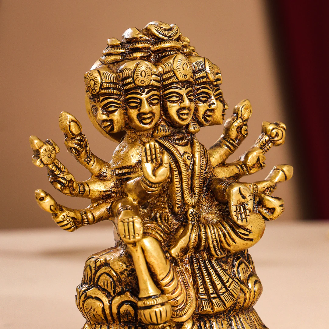Brass Goddess Gayatri Devi Idol (8.2 Inch) - Image 6
